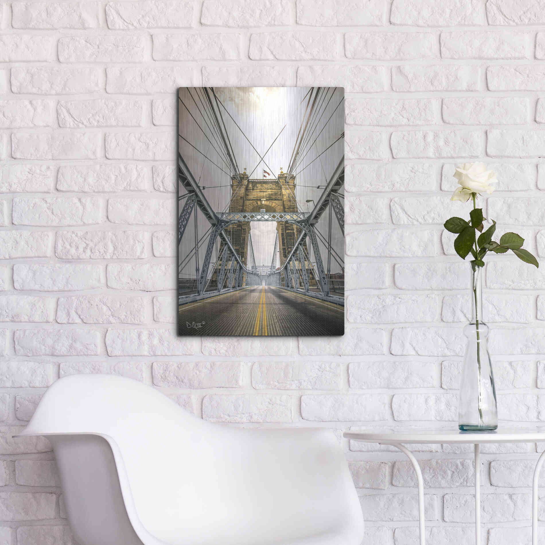 Luxe Metal Art 'Bridge to Ohio' by Donnie Quillen Metal Wall Art,16x24