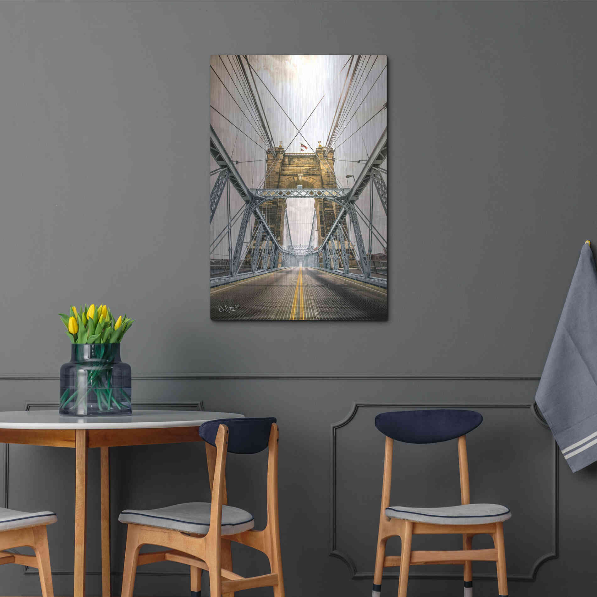 Luxe Metal Art 'Bridge to Ohio' by Donnie Quillen Metal Wall Art,24x36