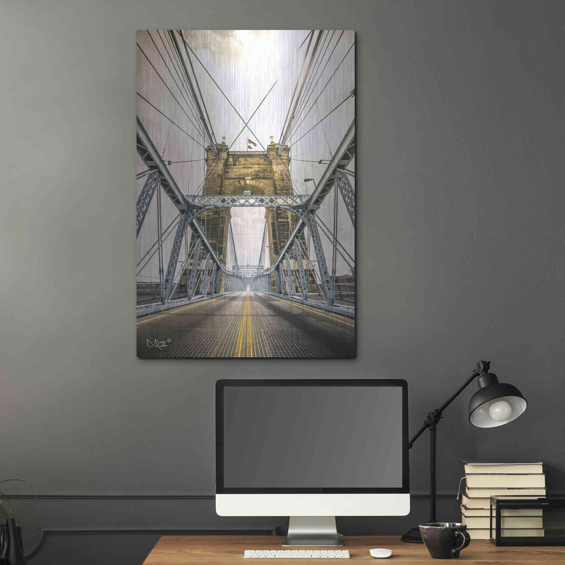 Luxe Metal Art 'Bridge to Ohio' by Donnie Quillen Metal Wall Art,24x36