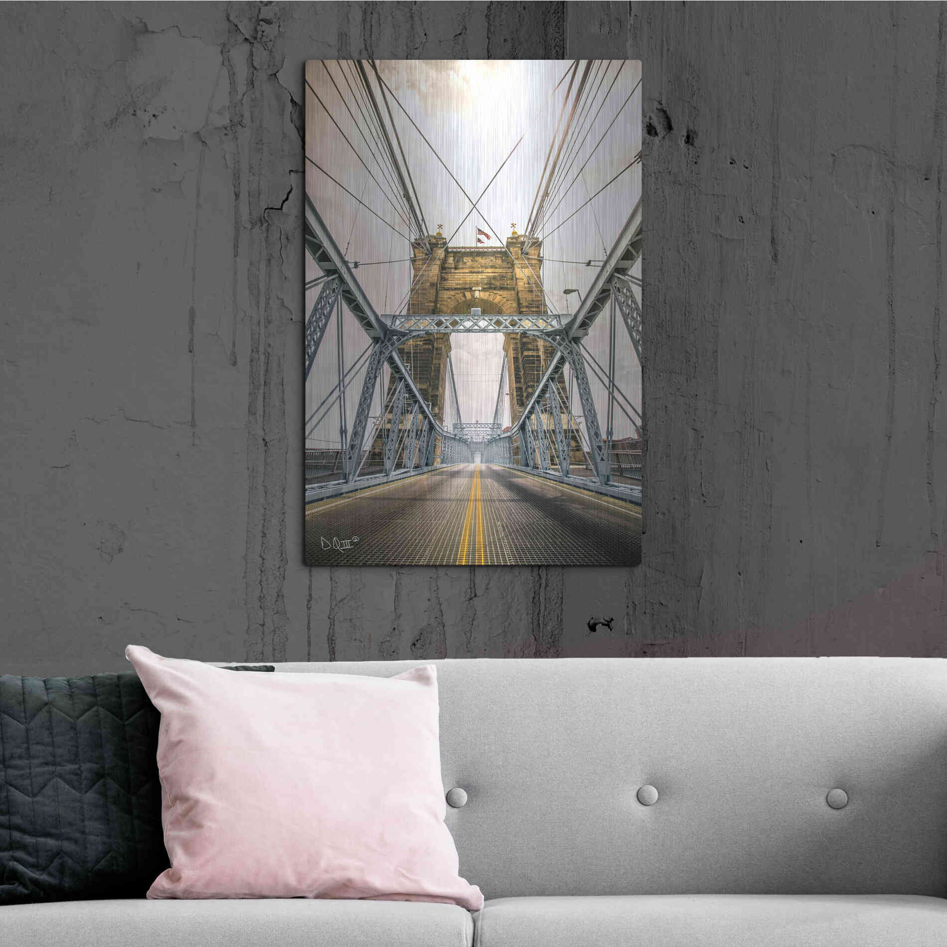 Luxe Metal Art 'Bridge to Ohio' by Donnie Quillen Metal Wall Art,24x36