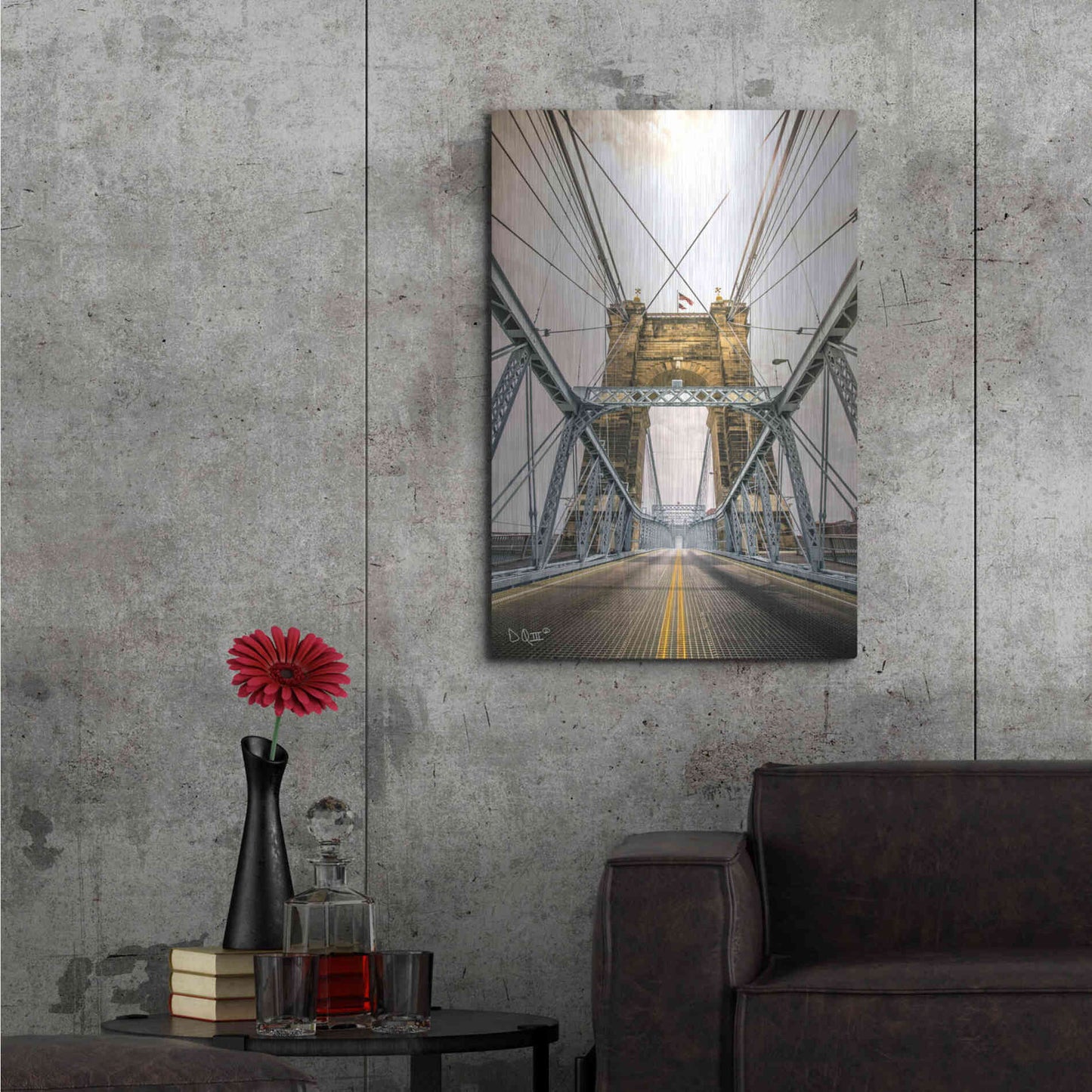 Luxe Metal Art 'Bridge to Ohio' by Donnie Quillen Metal Wall Art,24x36