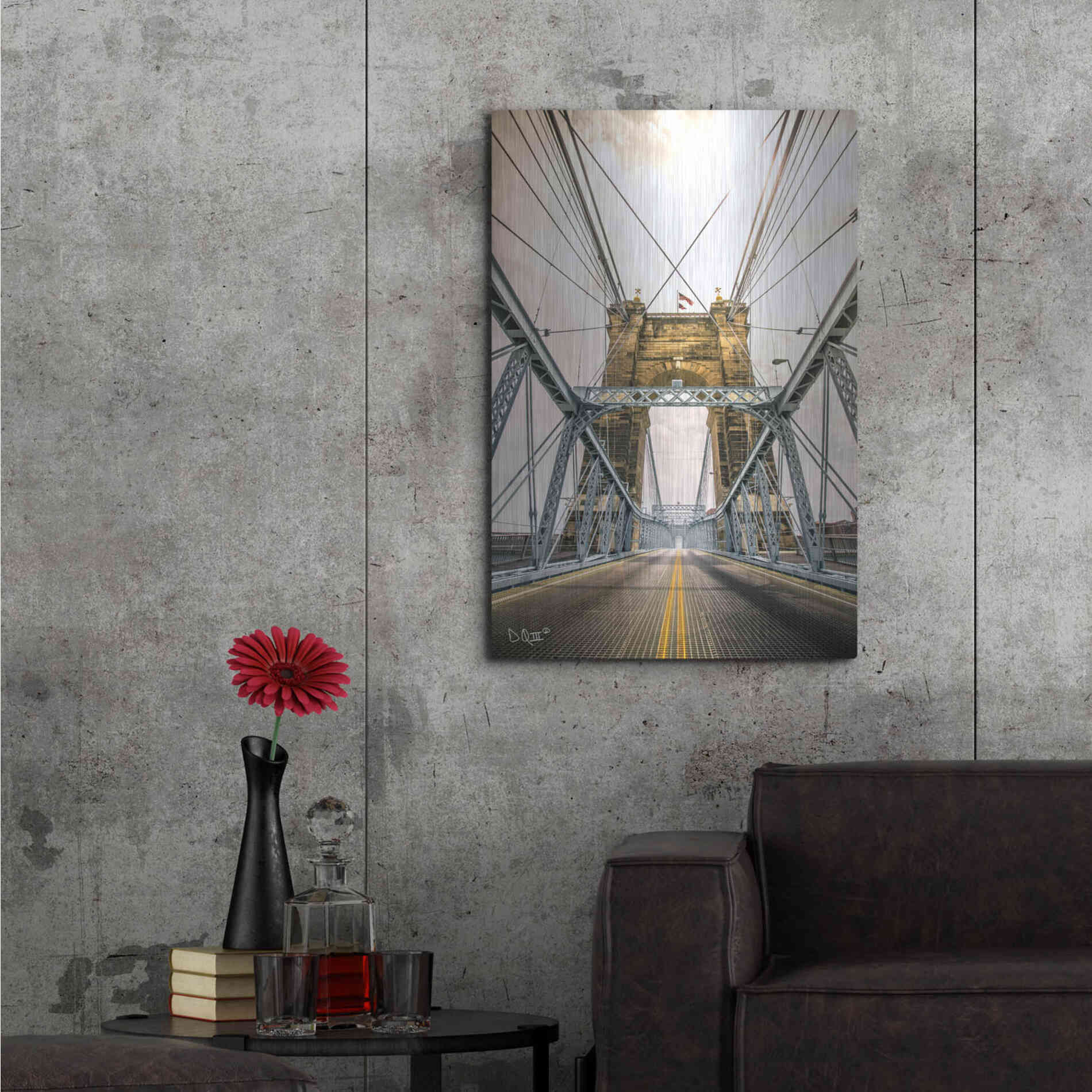 Luxe Metal Art 'Bridge to Ohio' by Donnie Quillen Metal Wall Art,24x36