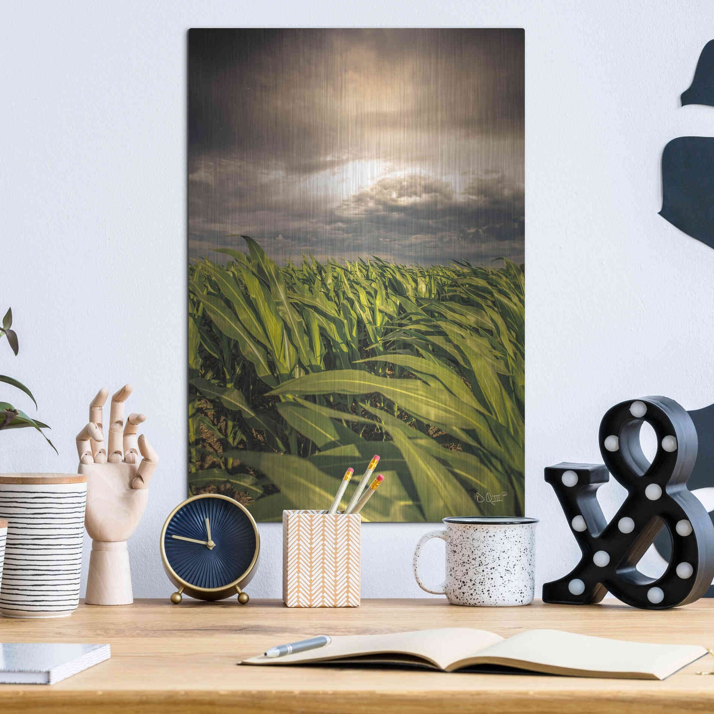 Luxe Metal Art 'Field of Corn' by Donnie Quillen Metal Wall Art,12x16