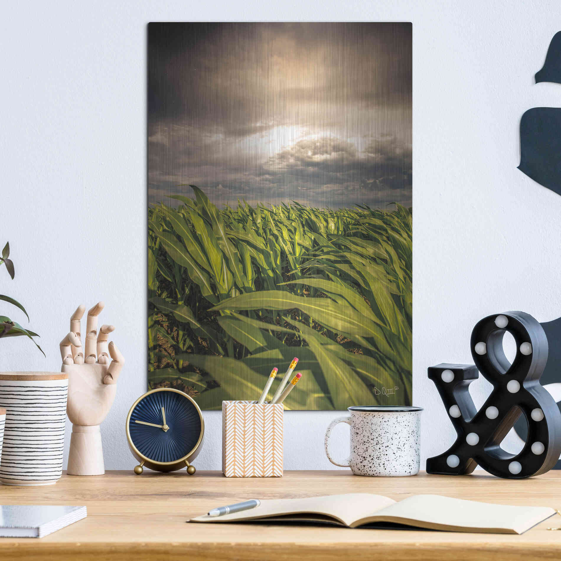 Luxe Metal Art 'Field of Corn' by Donnie Quillen Metal Wall Art,12x16