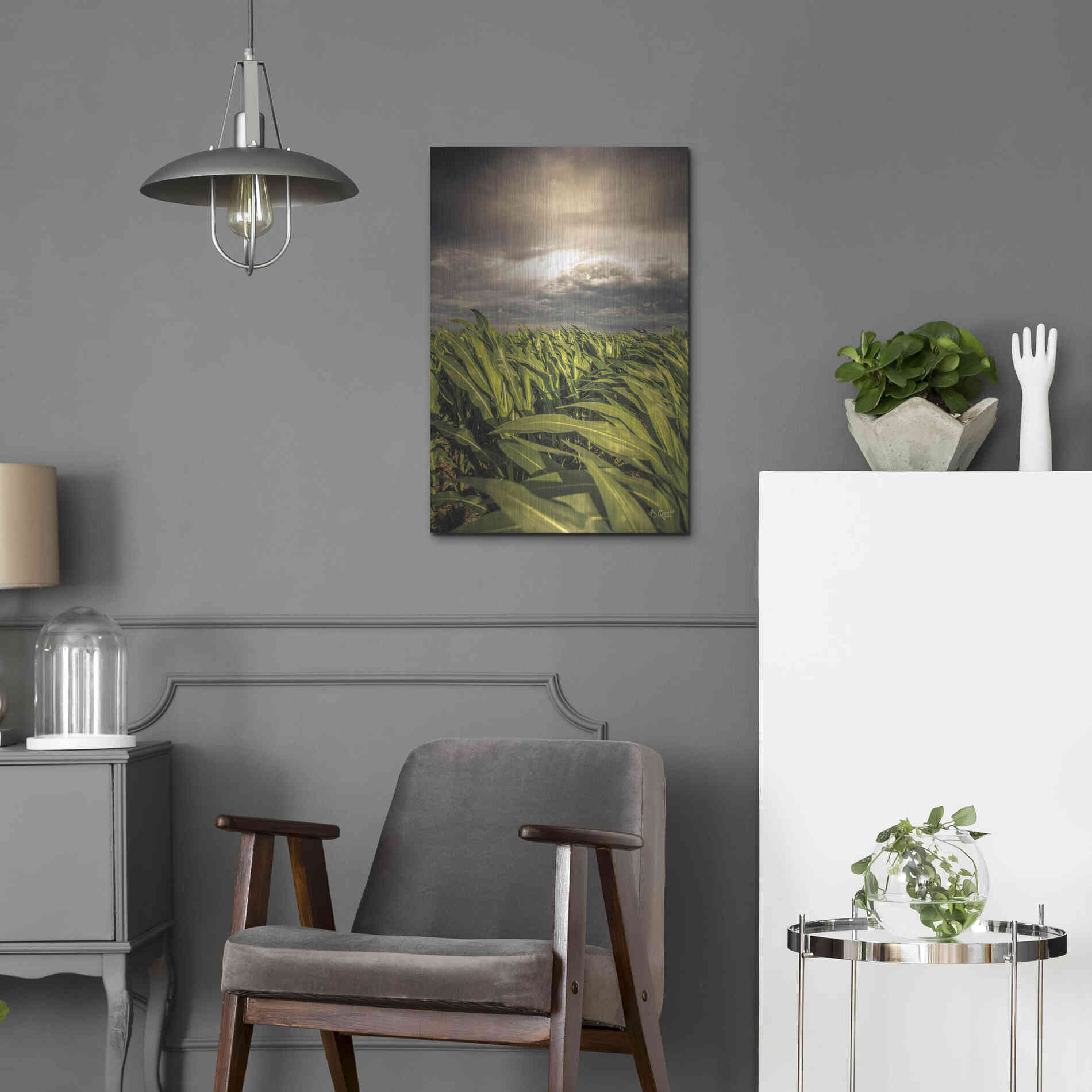 Luxe Metal Art 'Field of Corn' by Donnie Quillen Metal Wall Art,16x24