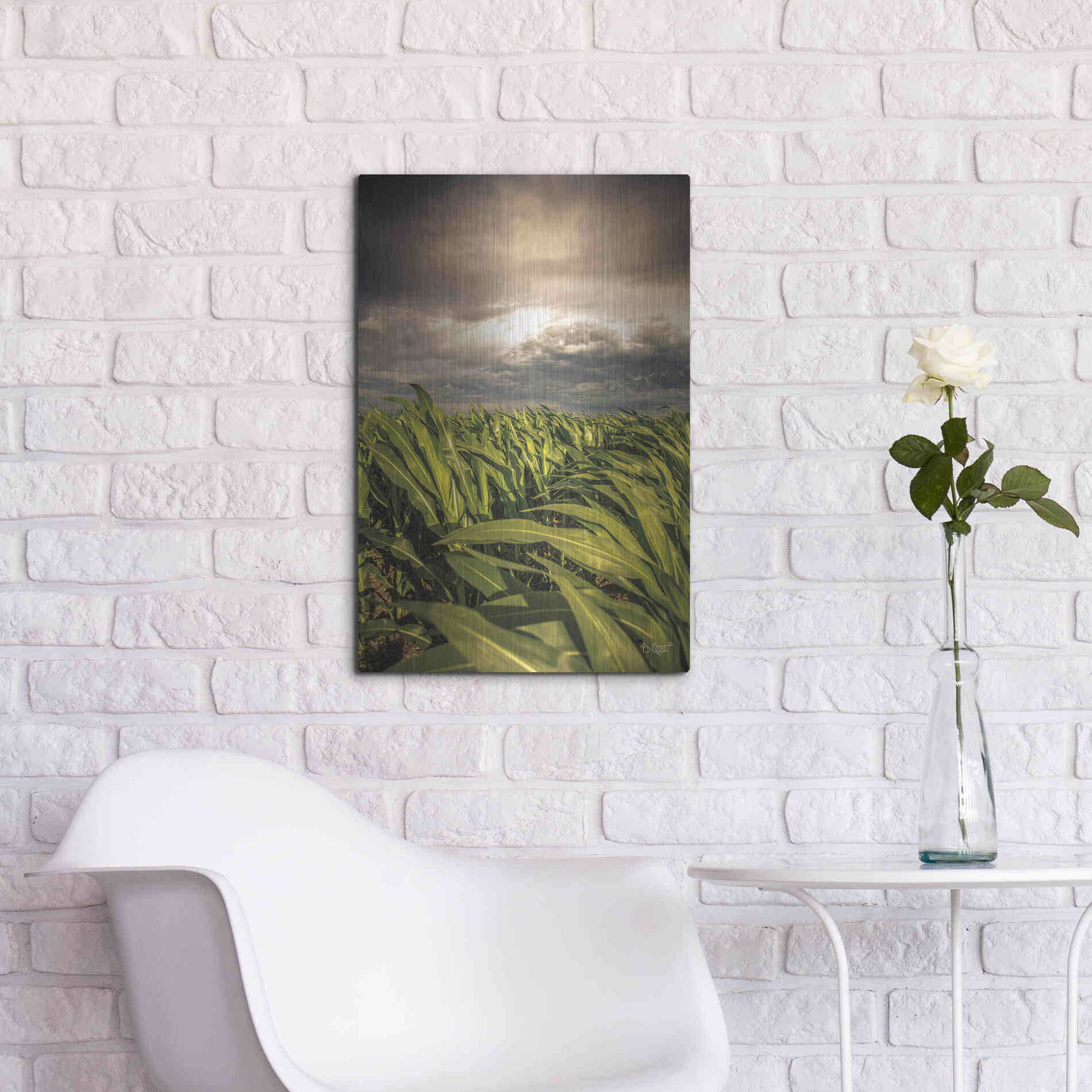 Luxe Metal Art 'Field of Corn' by Donnie Quillen Metal Wall Art,16x24