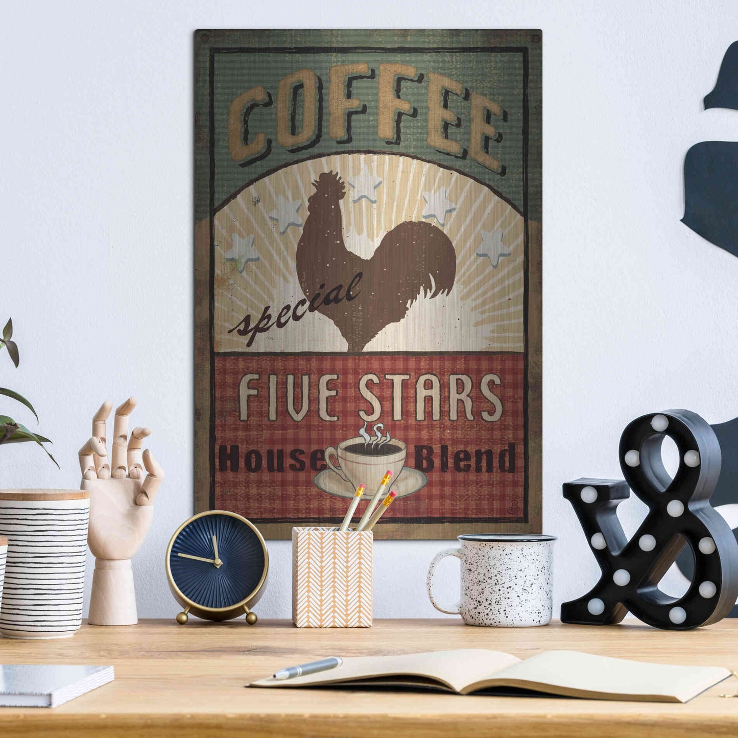 Luxe Metal Art 'Coffee Blend III' by Daphne Brissonet, Metal Wall Art,12x16