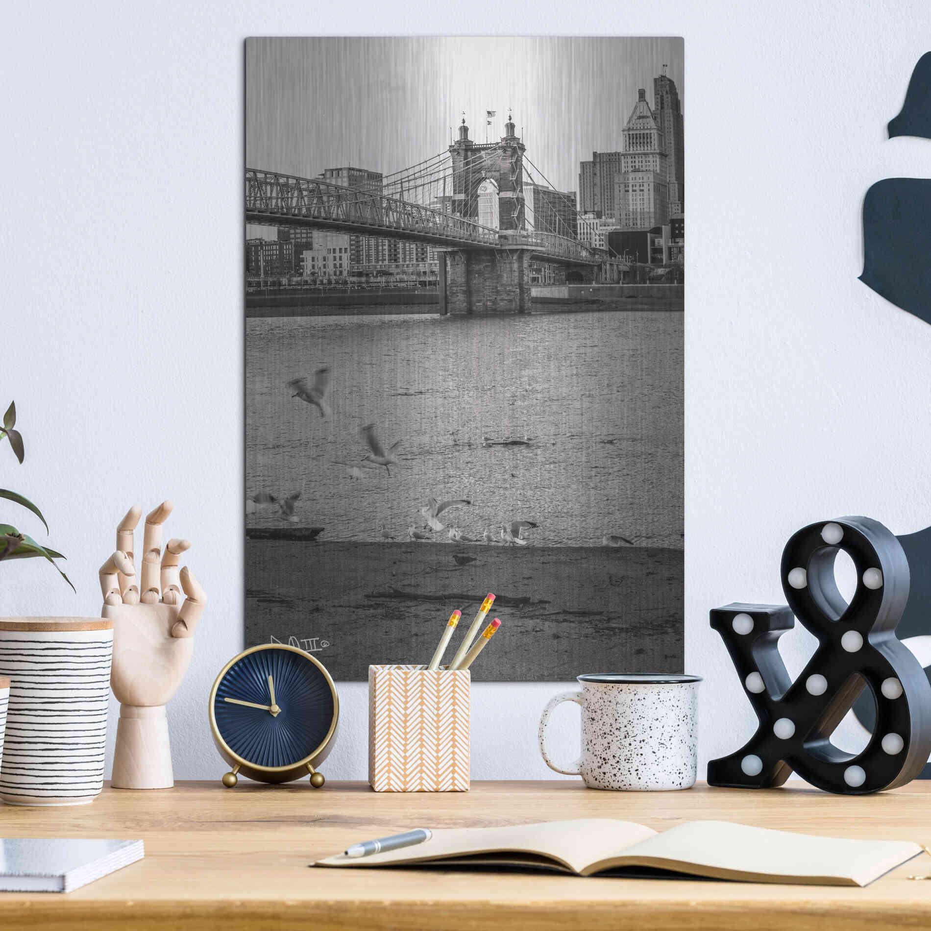 Luxe Metal Art 'Suspension Bridge I' by Donnie Quillen Metal Wall Art,12x16