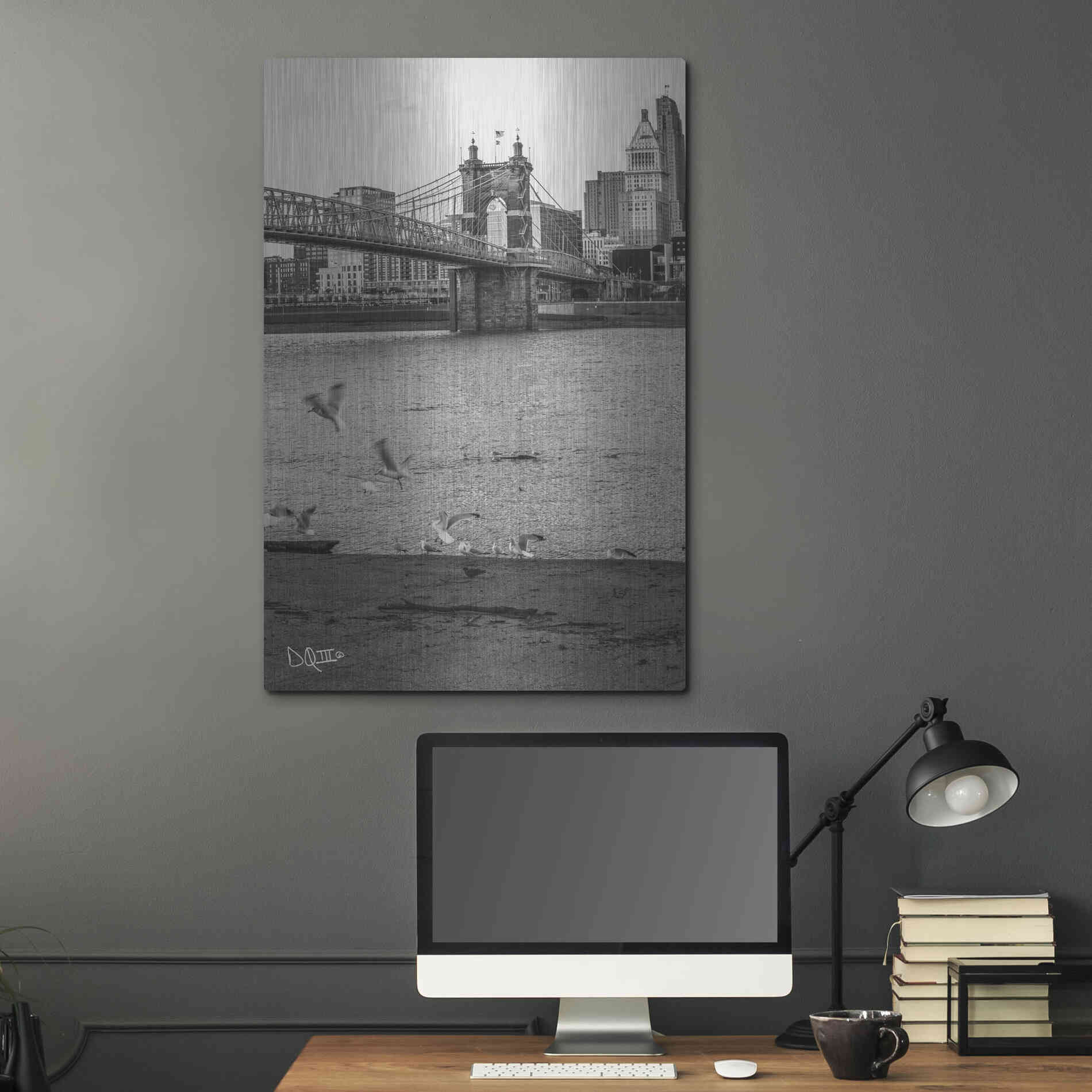 Luxe Metal Art 'Suspension Bridge I' by Donnie Quillen Metal Wall Art,24x36