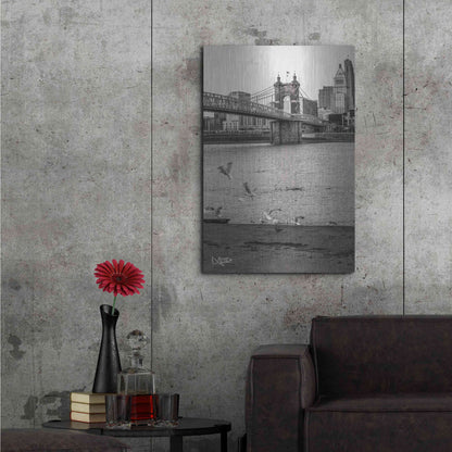 Luxe Metal Art 'Suspension Bridge I' by Donnie Quillen Metal Wall Art,24x36