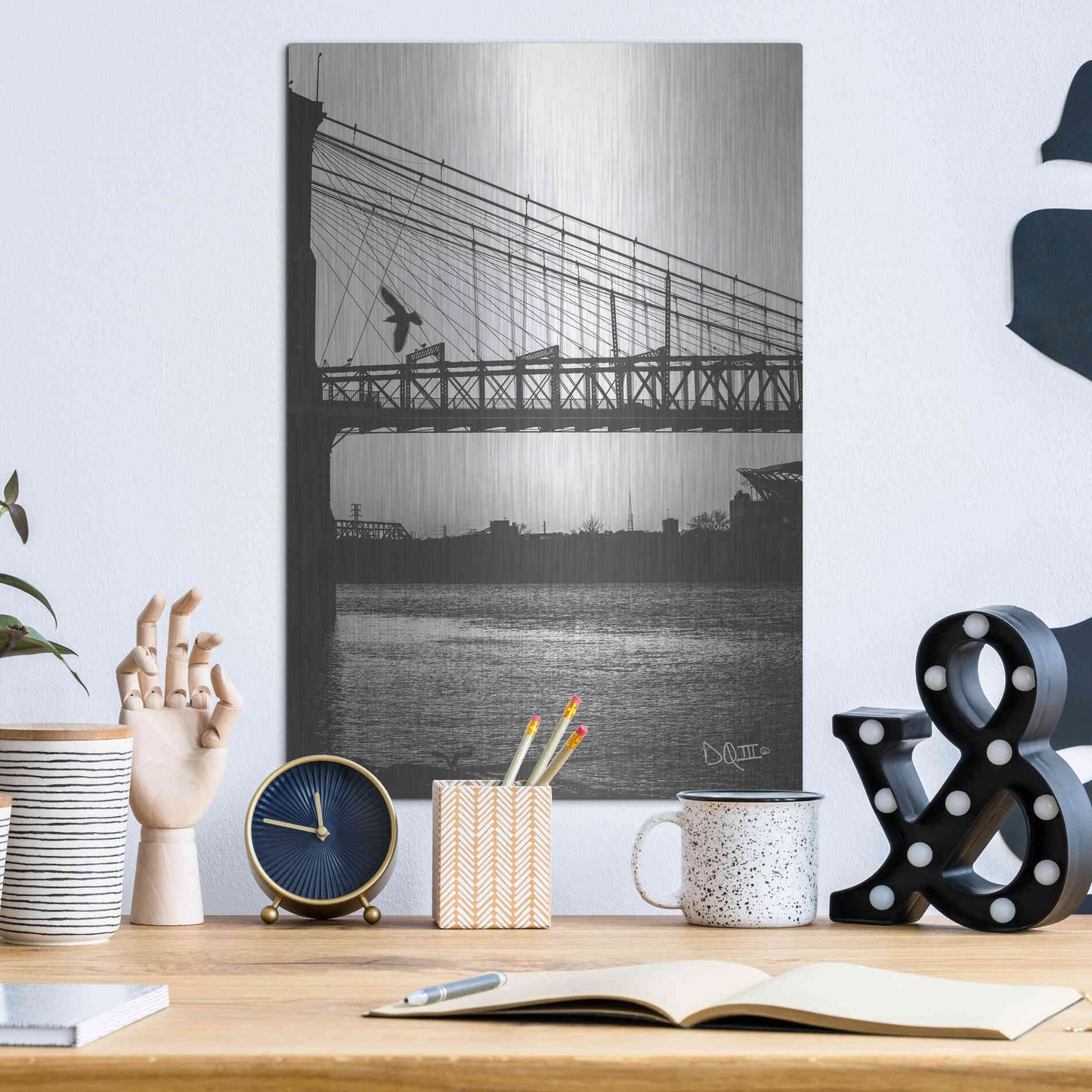 Luxe Metal Art 'Suspension Bridge II' by Donnie Quillen Metal Wall Art,12x16