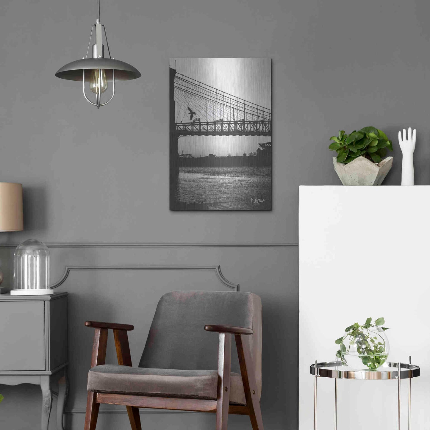 Luxe Metal Art 'Suspension Bridge II' by Donnie Quillen Metal Wall Art,16x24