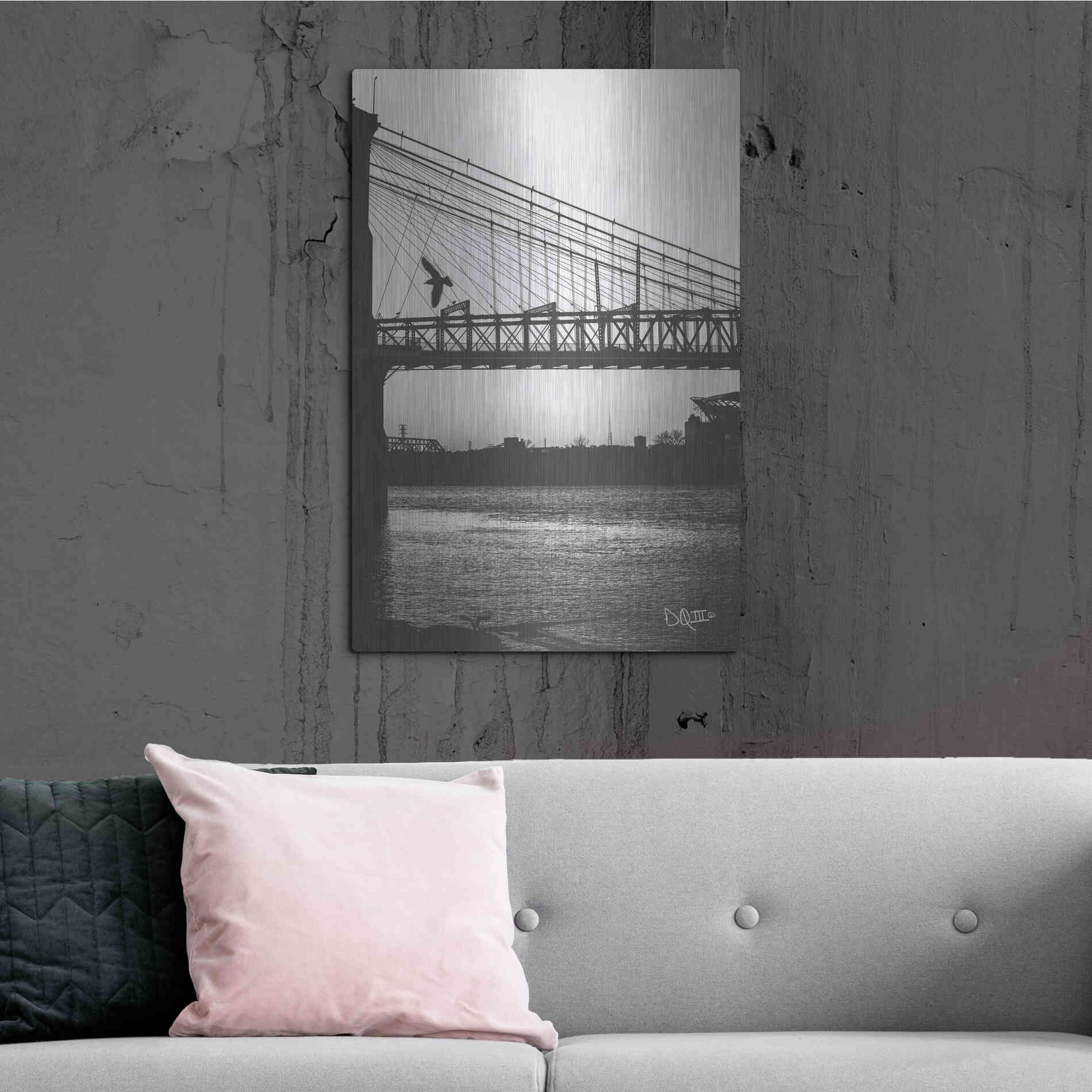 Luxe Metal Art 'Suspension Bridge II' by Donnie Quillen Metal Wall Art,24x36
