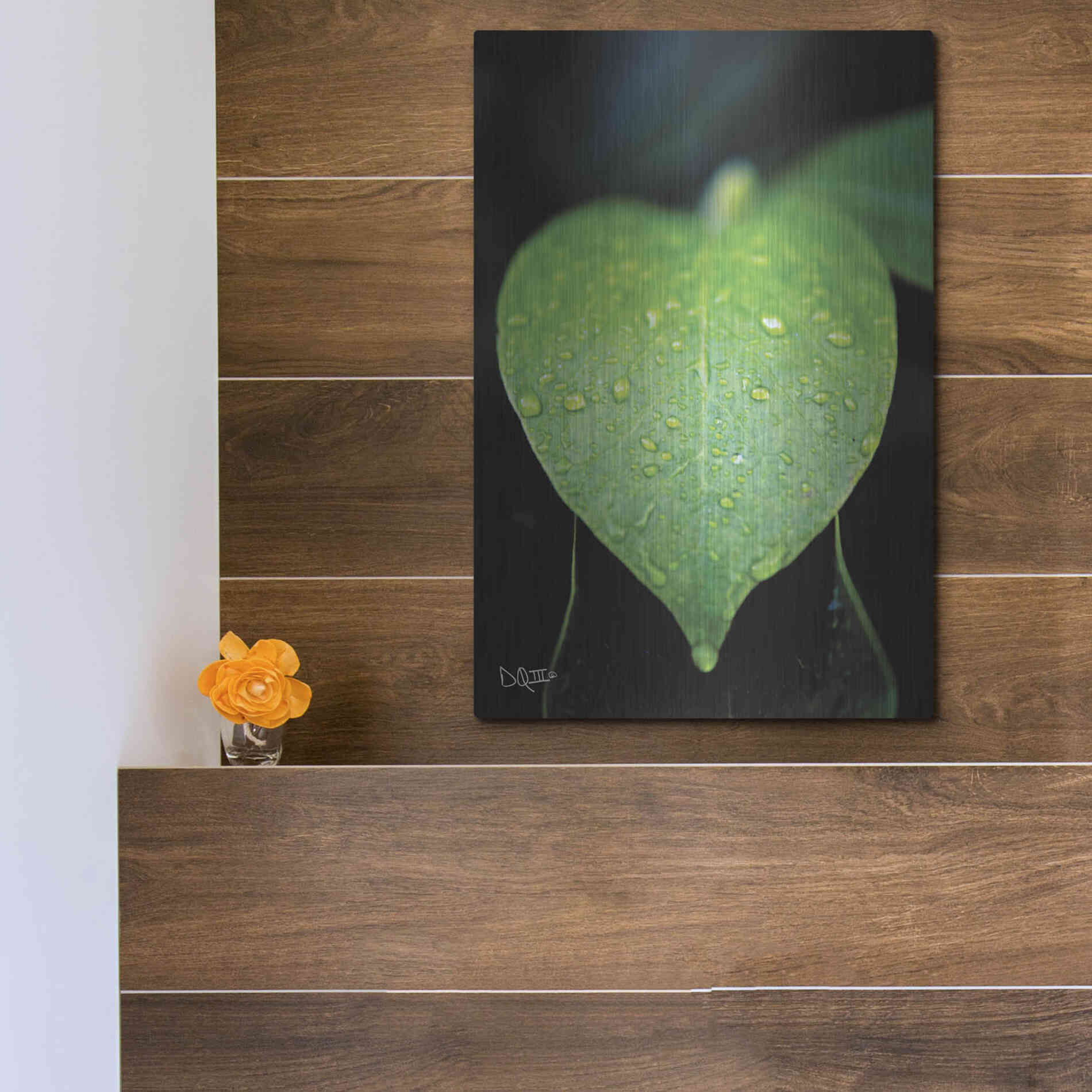 Luxe Metal Art 'Green Leaf' by Donnie Quillen Metal Wall Art,12x16
