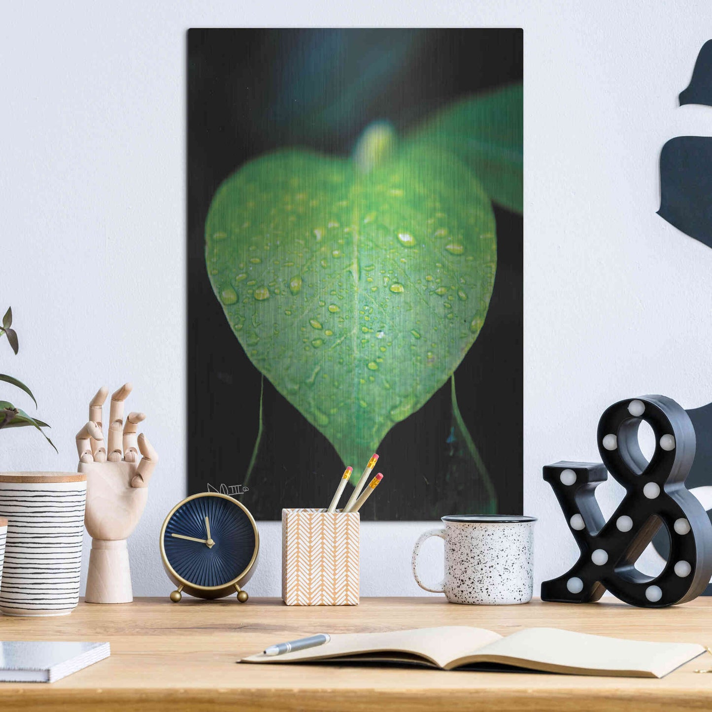 Luxe Metal Art 'Green Leaf' by Donnie Quillen Metal Wall Art,12x16