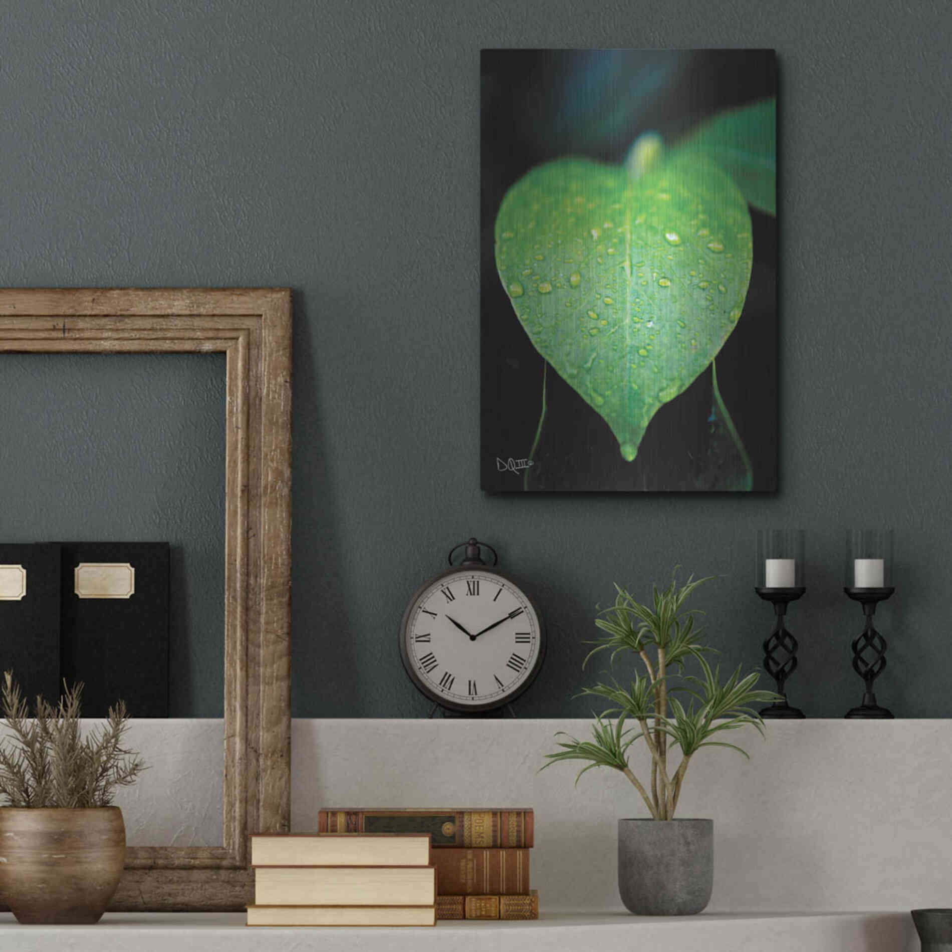 Luxe Metal Art 'Green Leaf' by Donnie Quillen Metal Wall Art,12x16