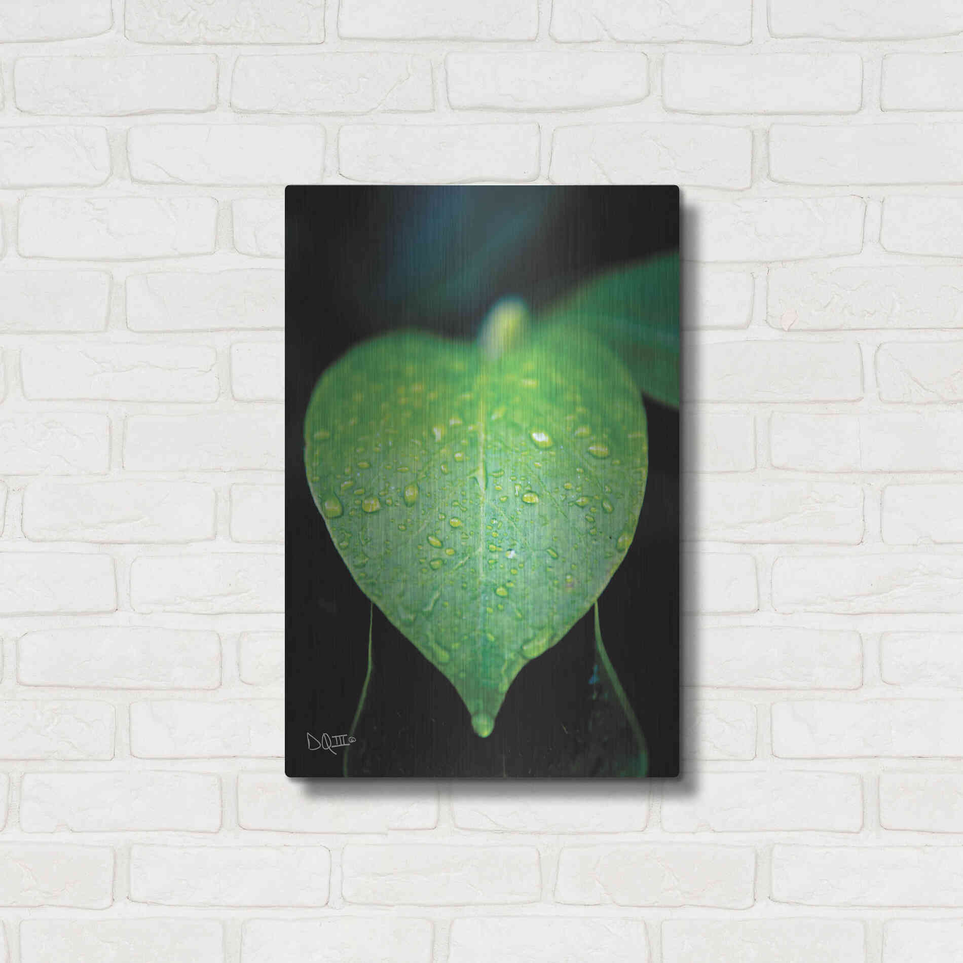 Luxe Metal Art 'Green Leaf' by Donnie Quillen Metal Wall Art,16x24