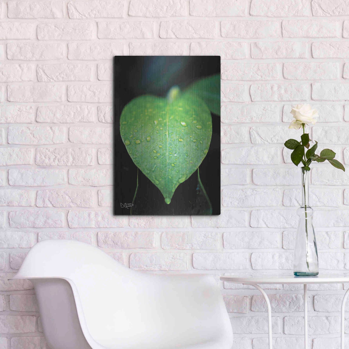 Luxe Metal Art 'Green Leaf' by Donnie Quillen Metal Wall Art,16x24