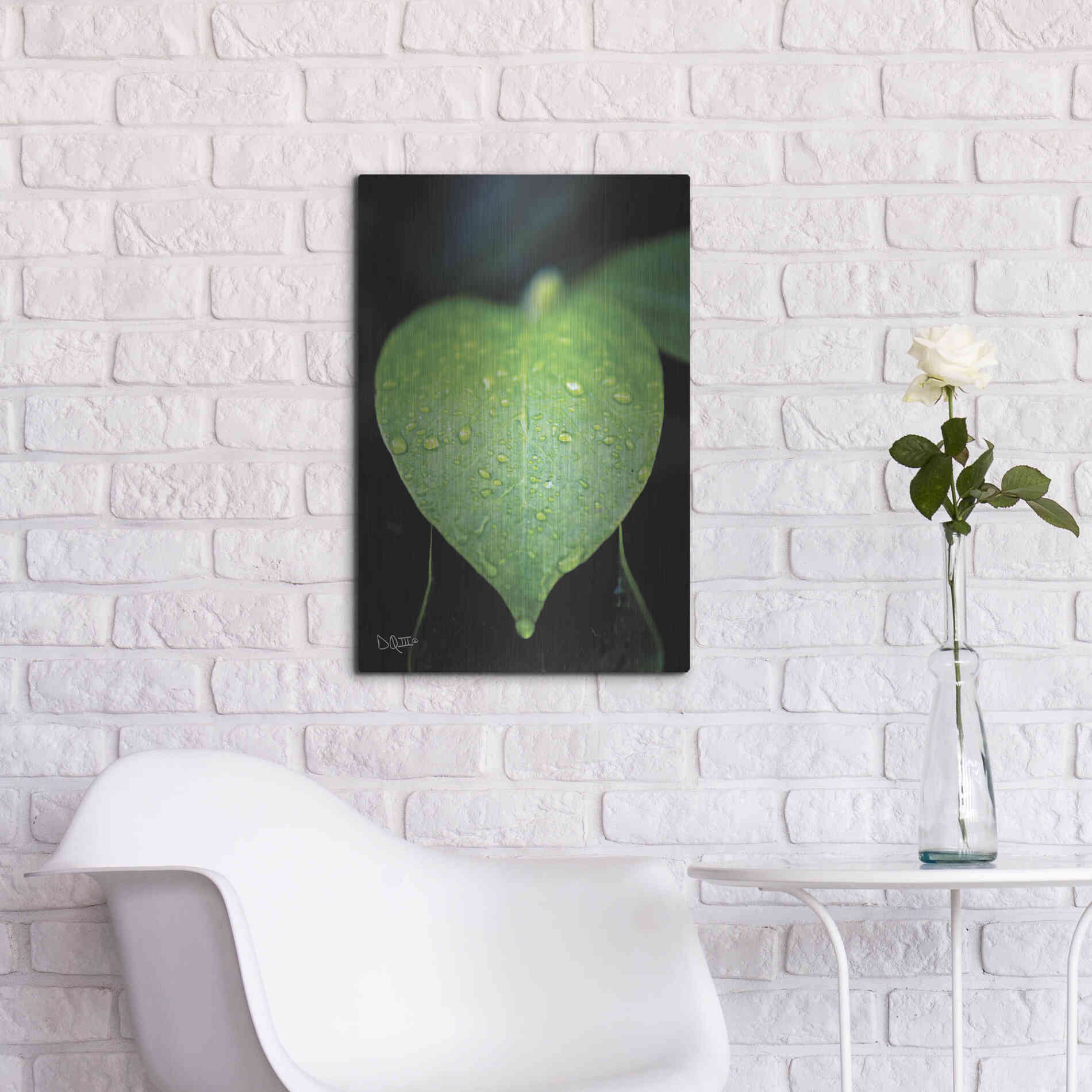 Luxe Metal Art 'Green Leaf' by Donnie Quillen Metal Wall Art,16x24