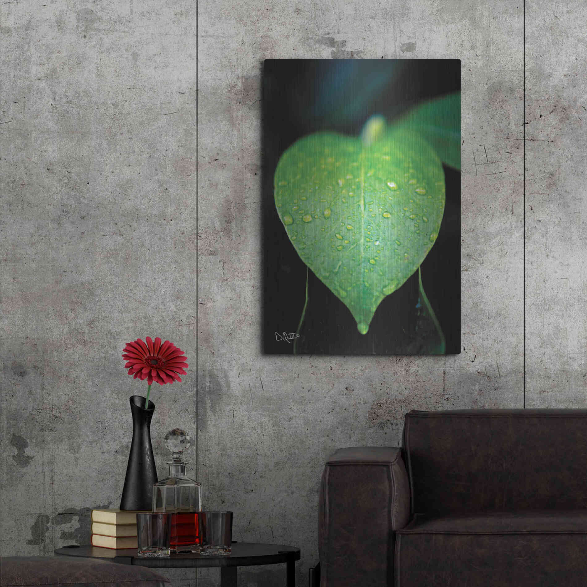 Luxe Metal Art 'Green Leaf' by Donnie Quillen Metal Wall Art,24x36
