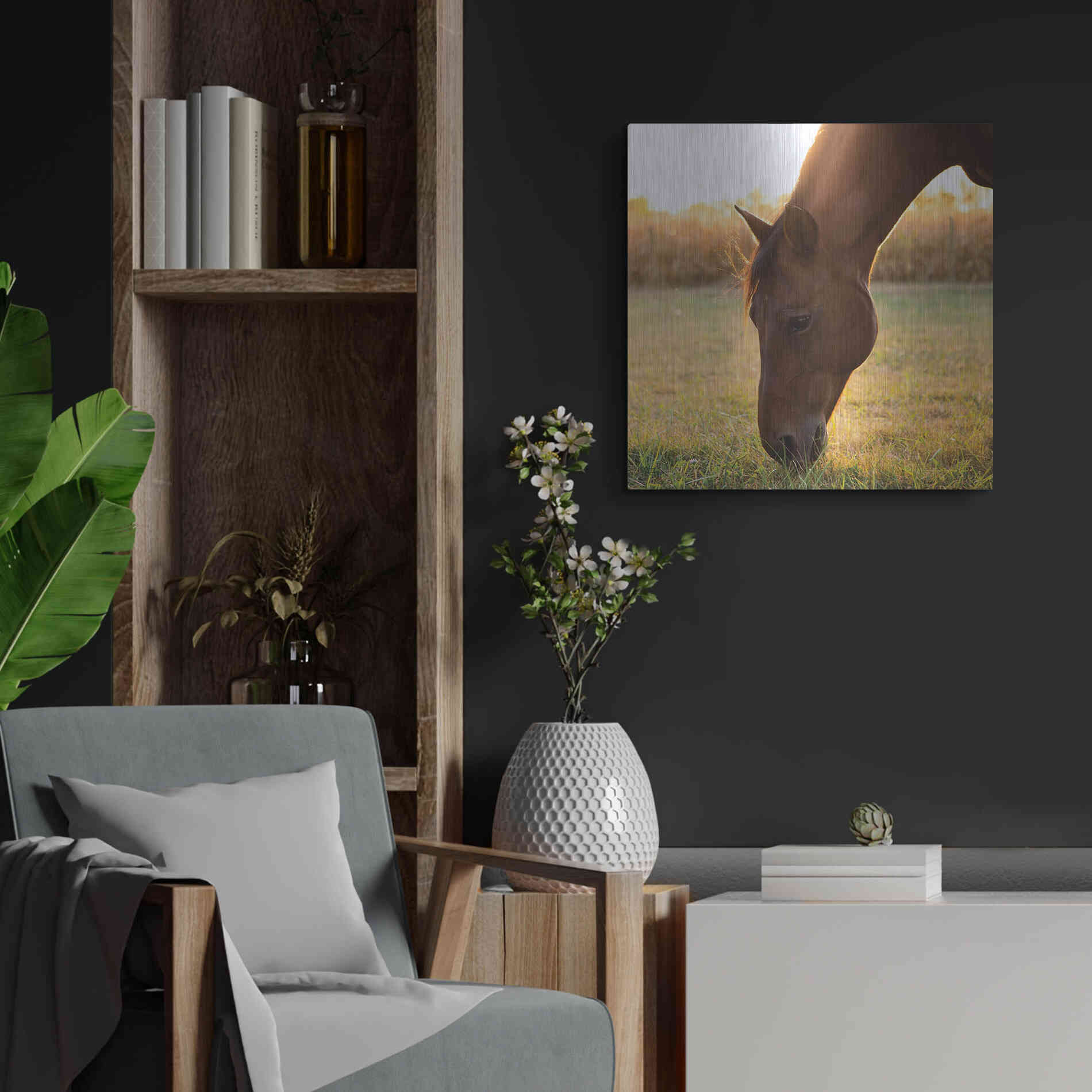 Luxe Metal Art 'Sunset Grazing II' by Donnie Quillen Metal Wall Art,24x24