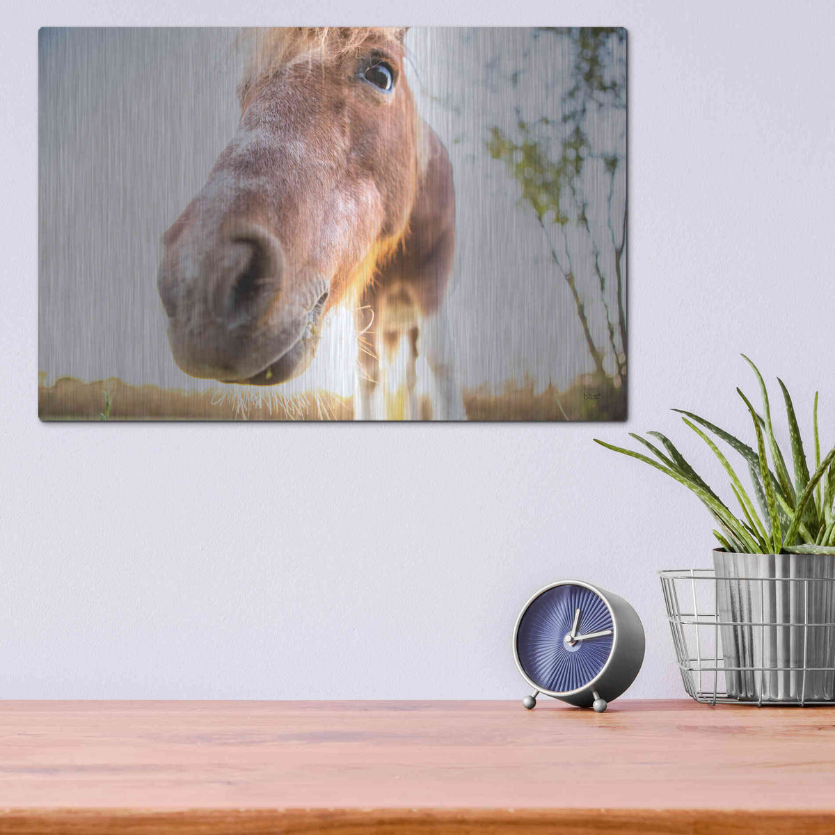 Luxe Metal Art 'Hi Horse' by Donnie Quillen Metal Wall Art,16x12