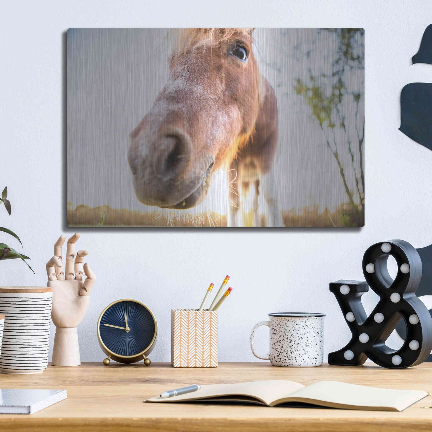 Luxe Metal Art 'Hi Horse' by Donnie Quillen Metal Wall Art,16x12