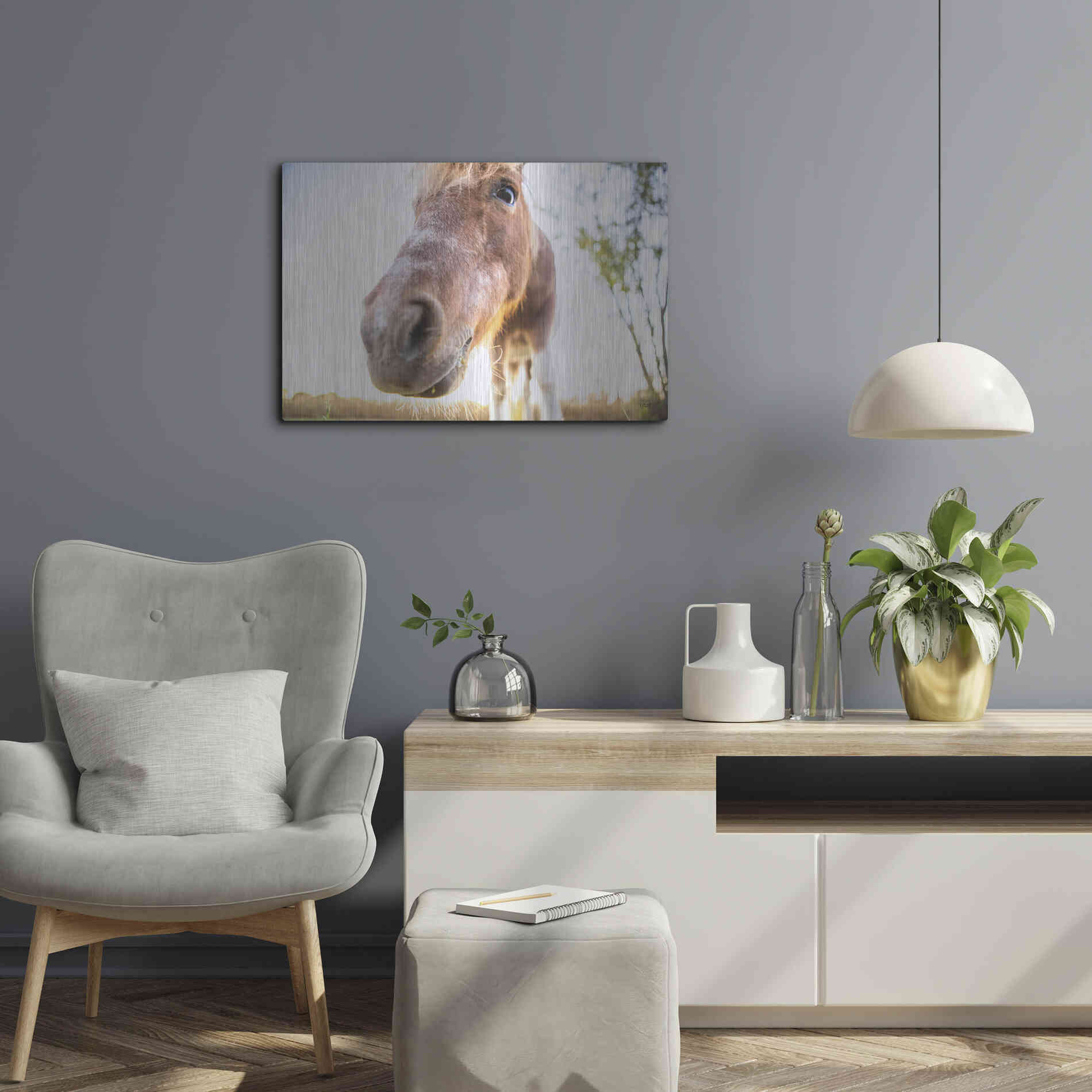 Luxe Metal Art 'Hi Horse' by Donnie Quillen Metal Wall Art,24x16