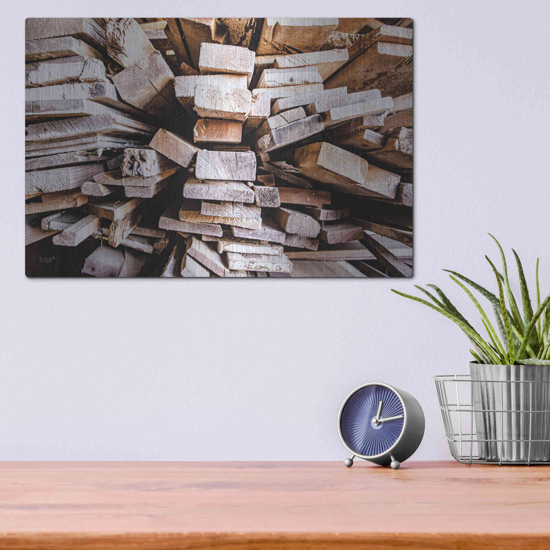 Luxe Metal Art 'Wood Pile' by Donnie Quillen Metal Wall Art,16x12