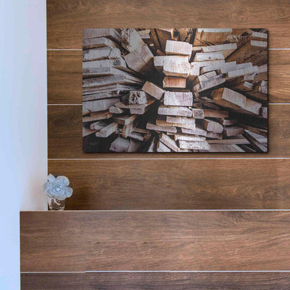 Luxe Metal Art 'Wood Pile' by Donnie Quillen Metal Wall Art,16x12
