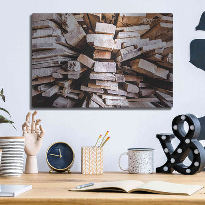 Luxe Metal Art 'Wood Pile' by Donnie Quillen Metal Wall Art,16x12