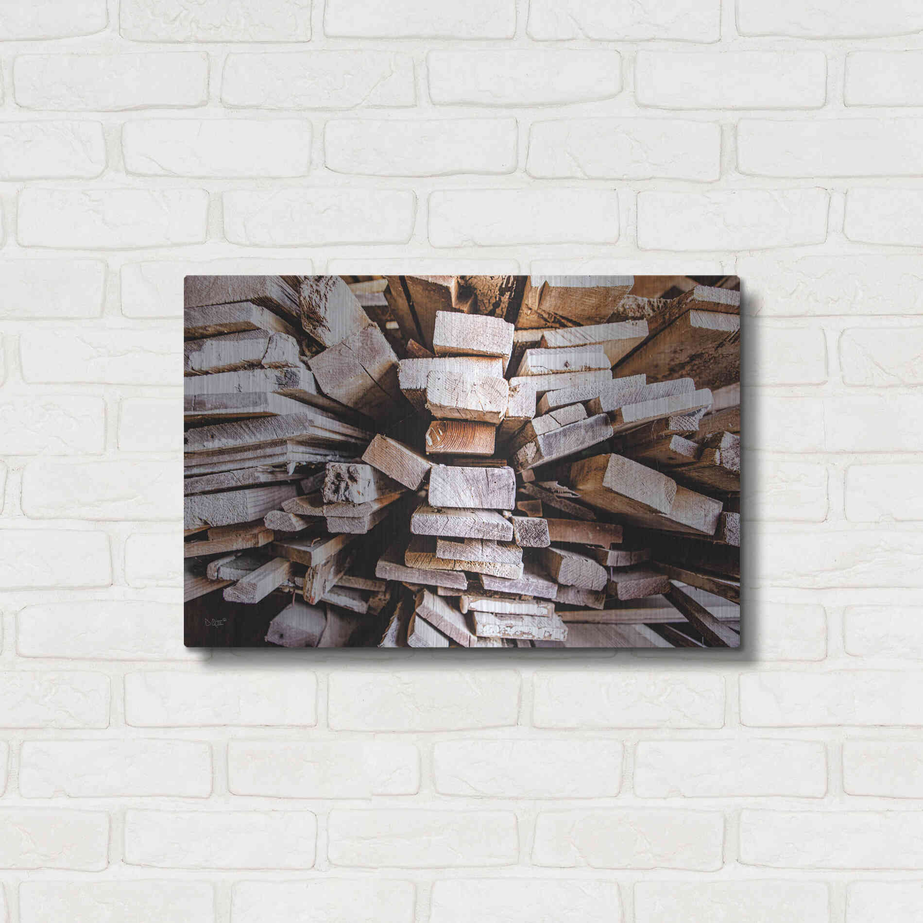 Luxe Metal Art 'Wood Pile' by Donnie Quillen Metal Wall Art,24x16