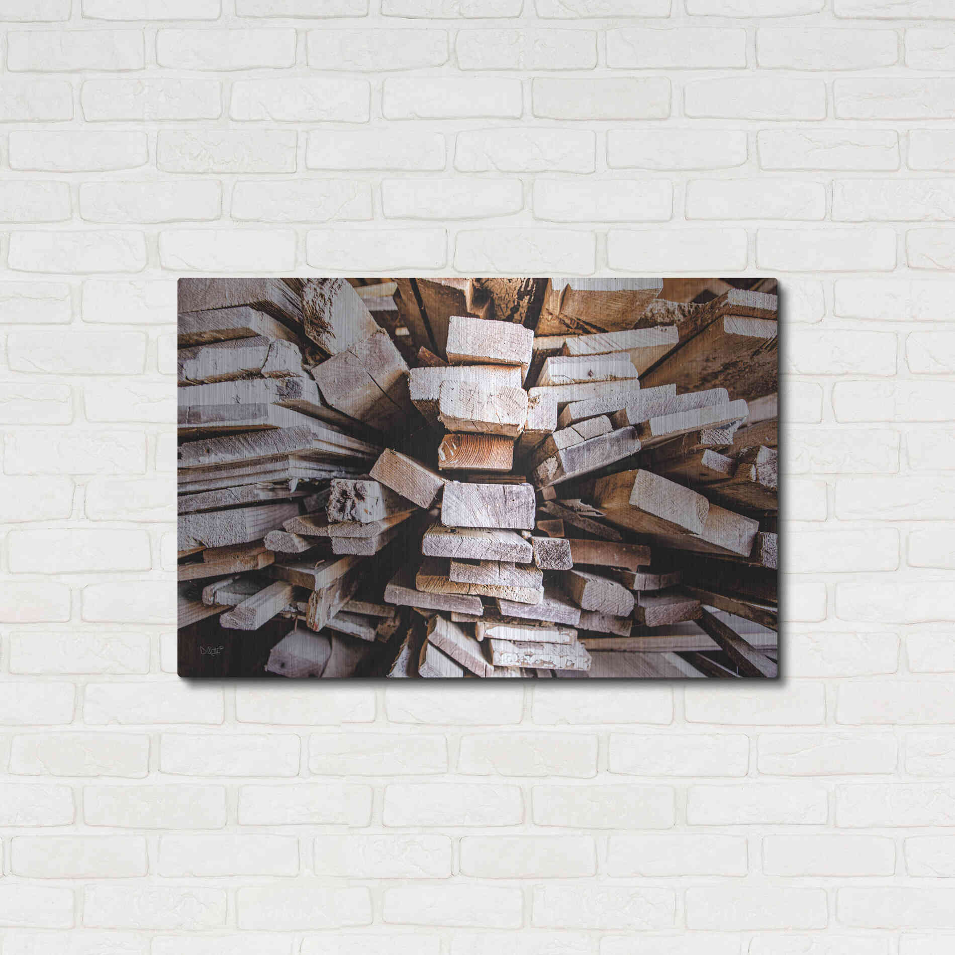 Luxe Metal Art 'Wood Pile' by Donnie Quillen Metal Wall Art,36x24
