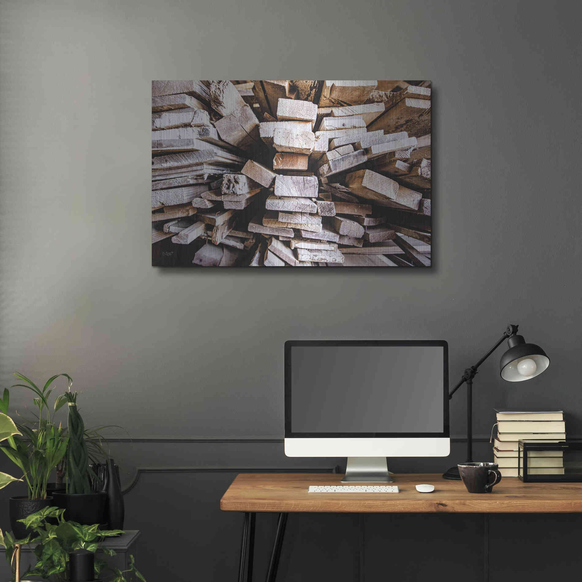 Luxe Metal Art 'Wood Pile' by Donnie Quillen Metal Wall Art,36x24