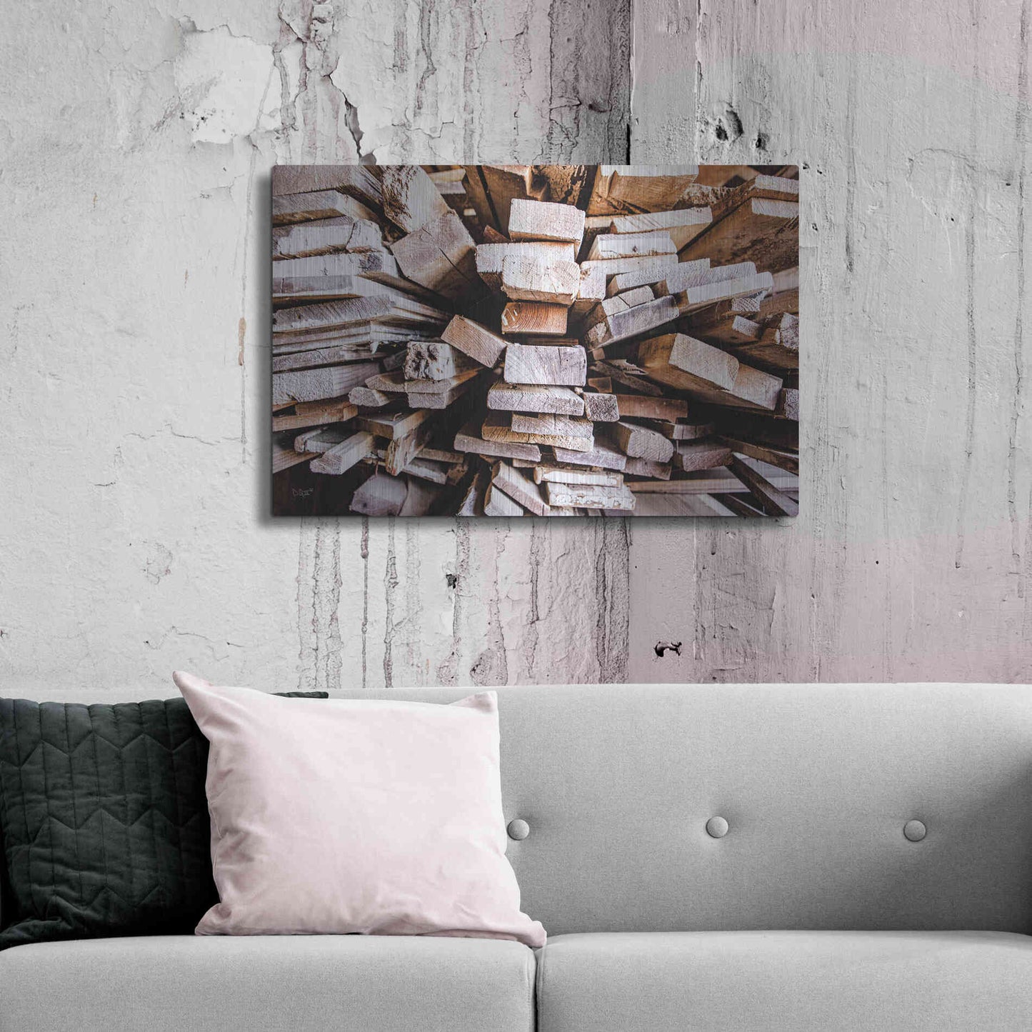 Luxe Metal Art 'Wood Pile' by Donnie Quillen Metal Wall Art,36x24