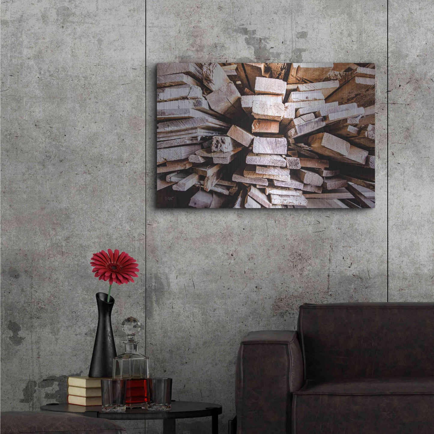 Luxe Metal Art 'Wood Pile' by Donnie Quillen Metal Wall Art,36x24