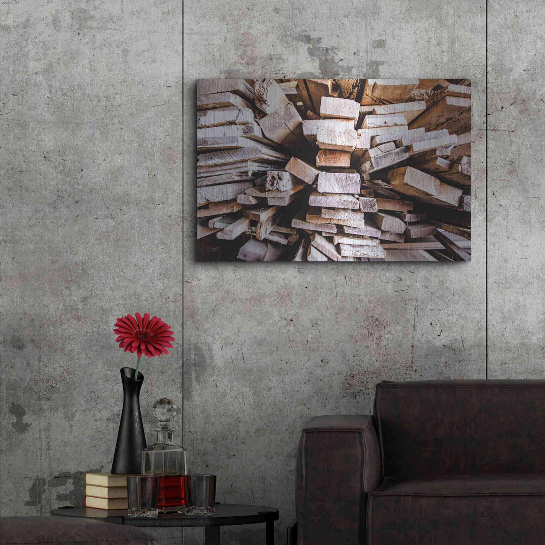 Luxe Metal Art 'Wood Pile' by Donnie Quillen Metal Wall Art,36x24