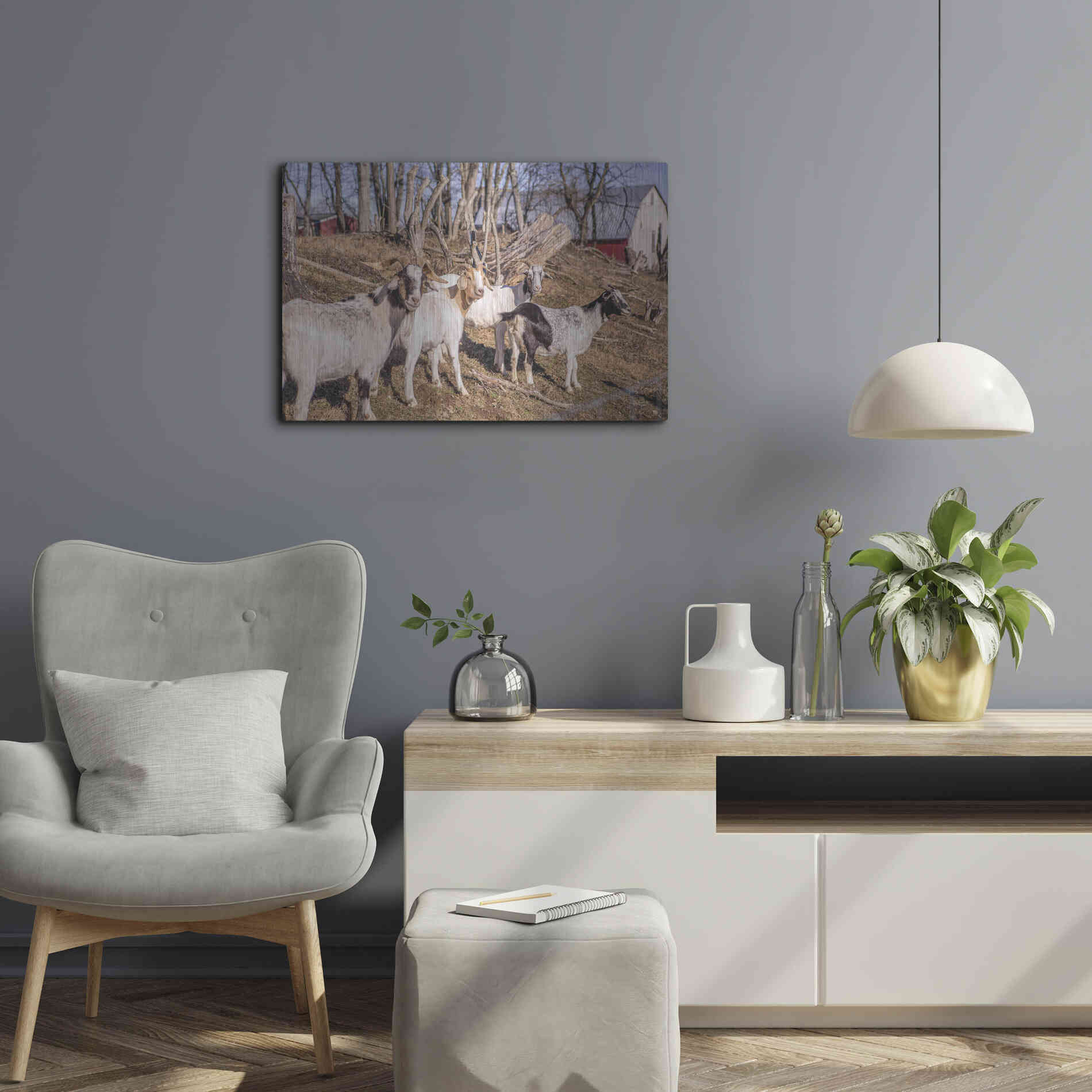 Luxe Metal Art 'Goats of a Feather' by Donnie Quillen Metal Wall Art,24x16