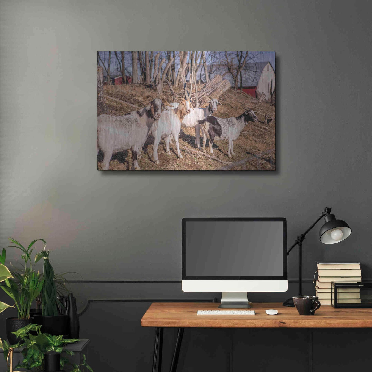 Luxe Metal Art 'Goats of a Feather' by Donnie Quillen Metal Wall Art,36x24