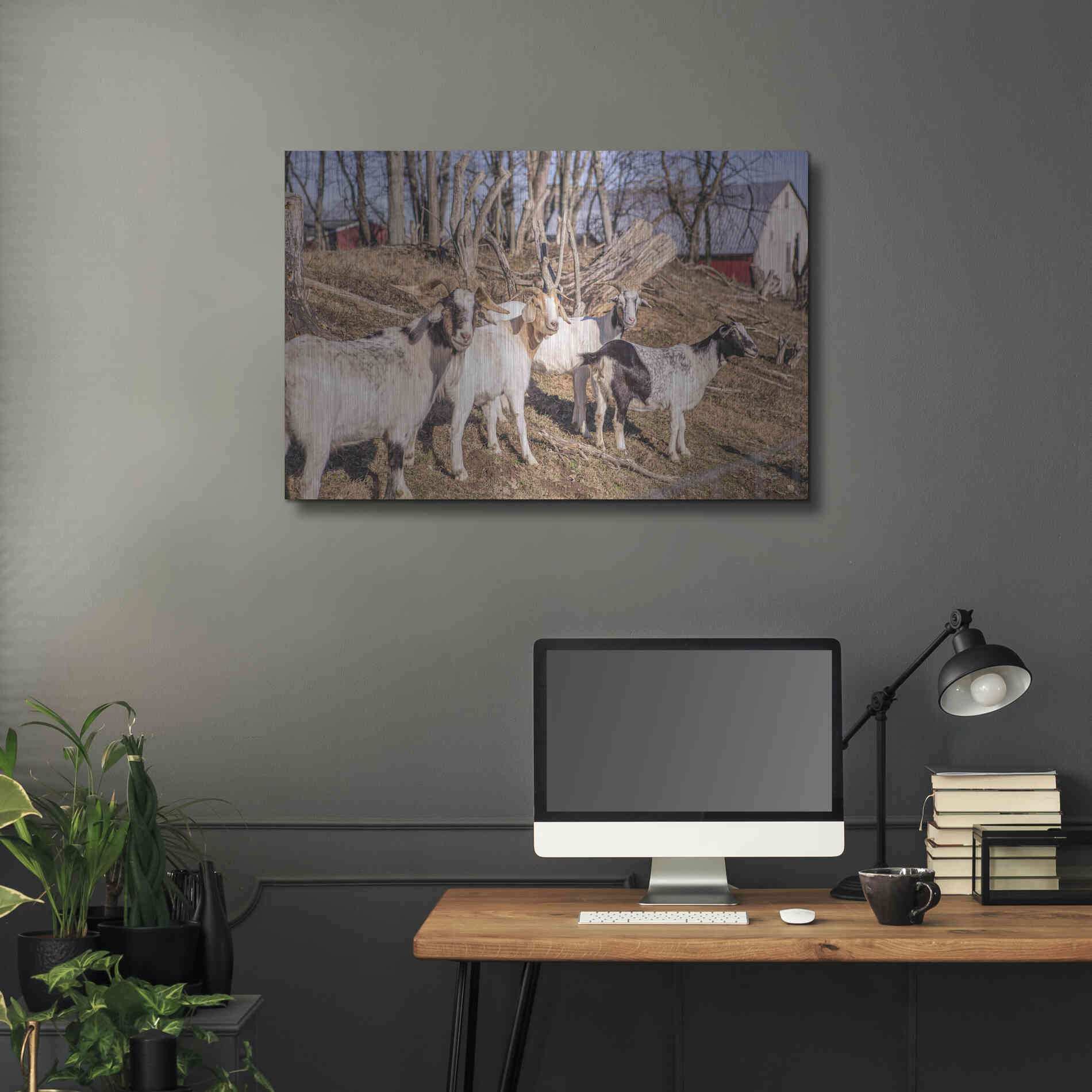 Luxe Metal Art 'Goats of a Feather' by Donnie Quillen Metal Wall Art,36x24