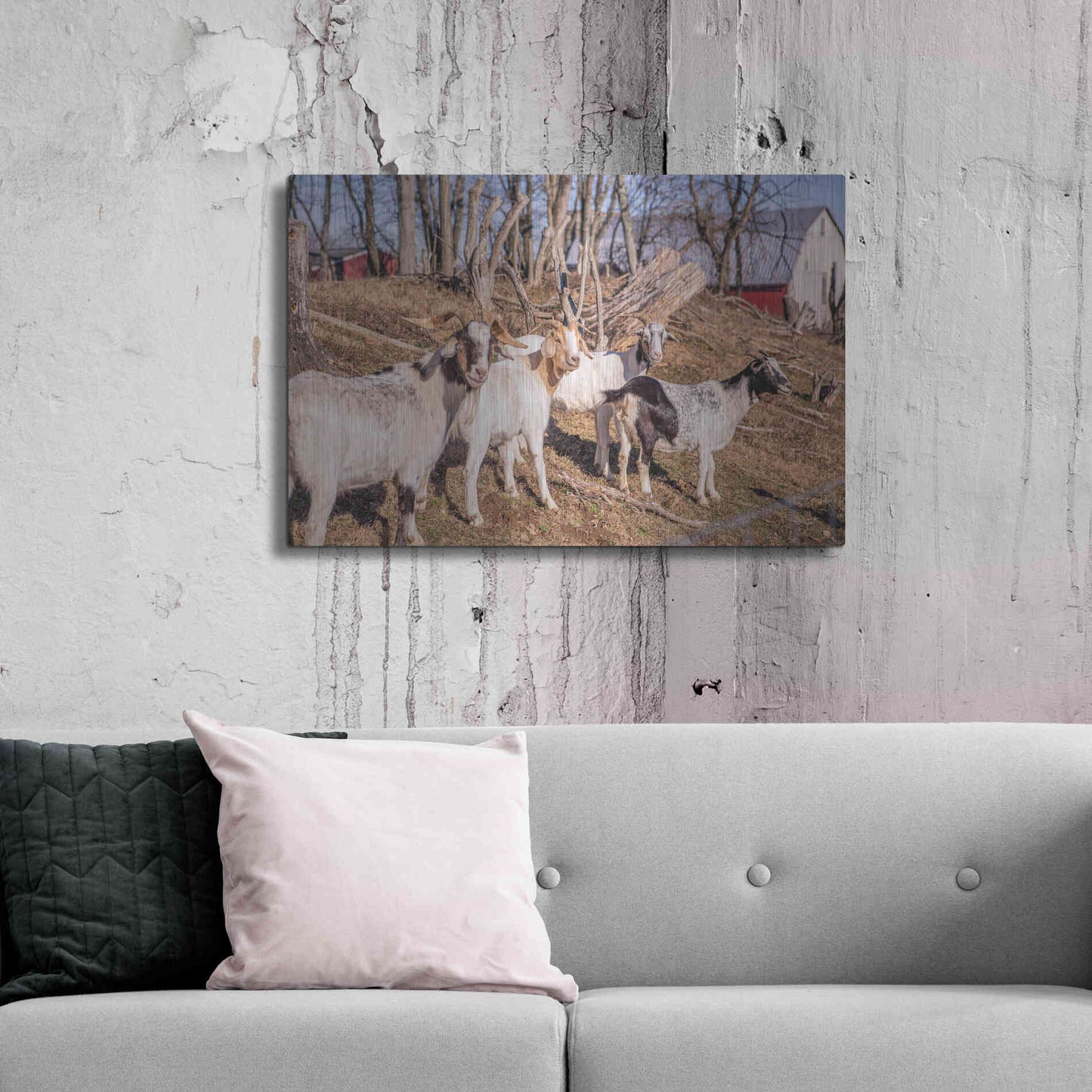 Luxe Metal Art 'Goats of a Feather' by Donnie Quillen Metal Wall Art,36x24
