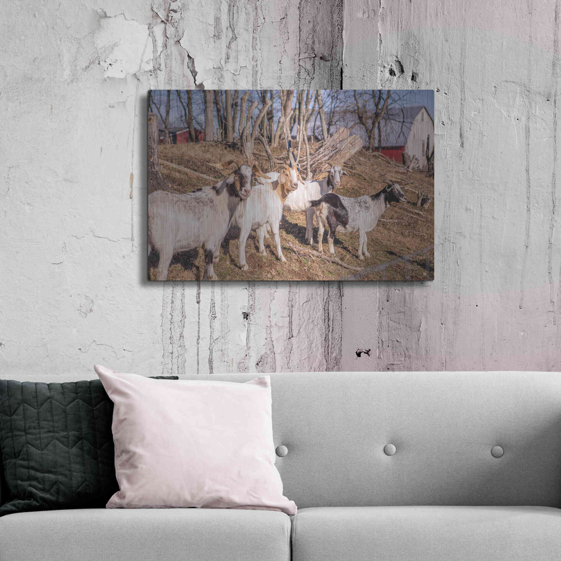 Luxe Metal Art 'Goats of a Feather' by Donnie Quillen Metal Wall Art,36x24