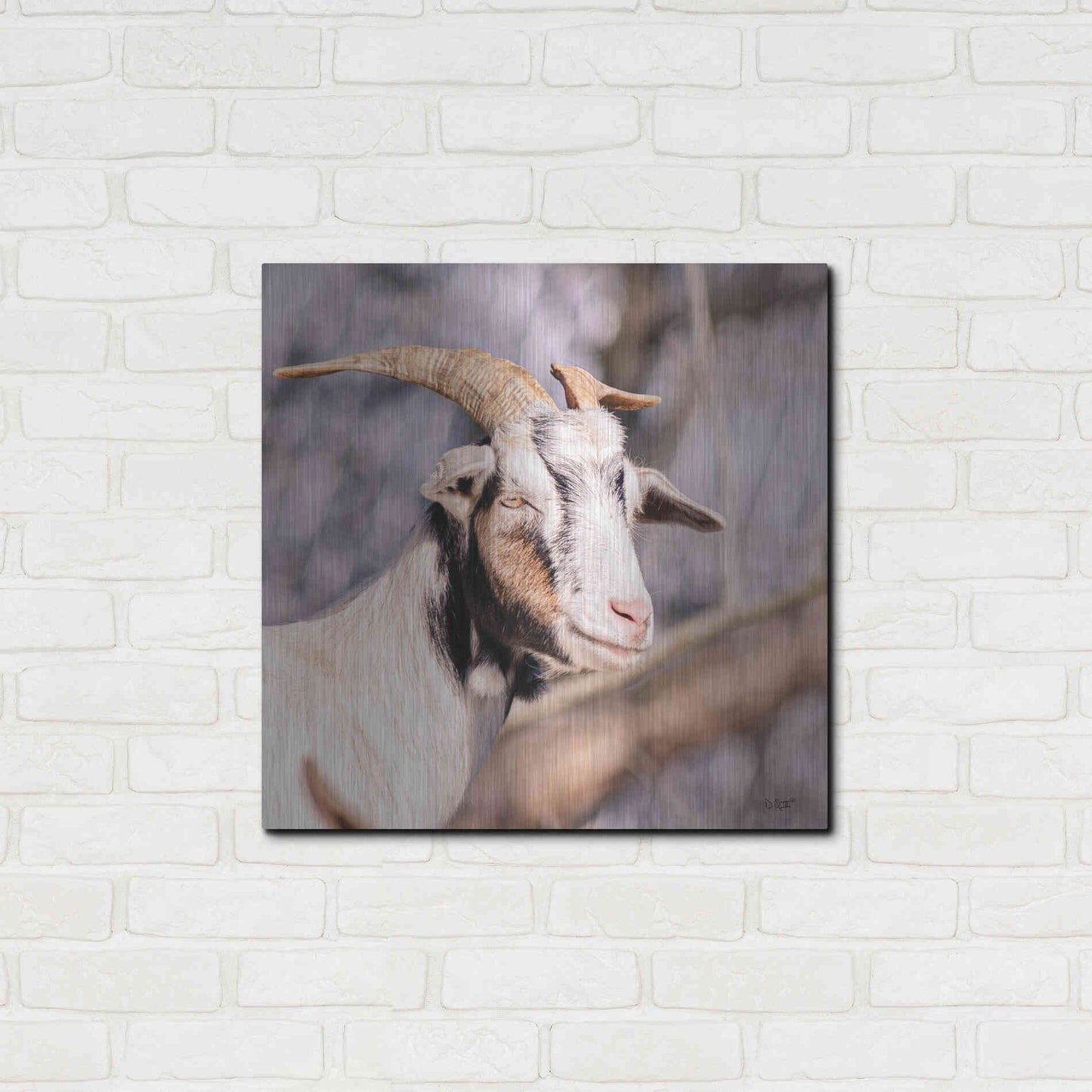 Luxe Metal Art 'Brown Goat' by Donnie Quillen Metal Wall Art,24x24
