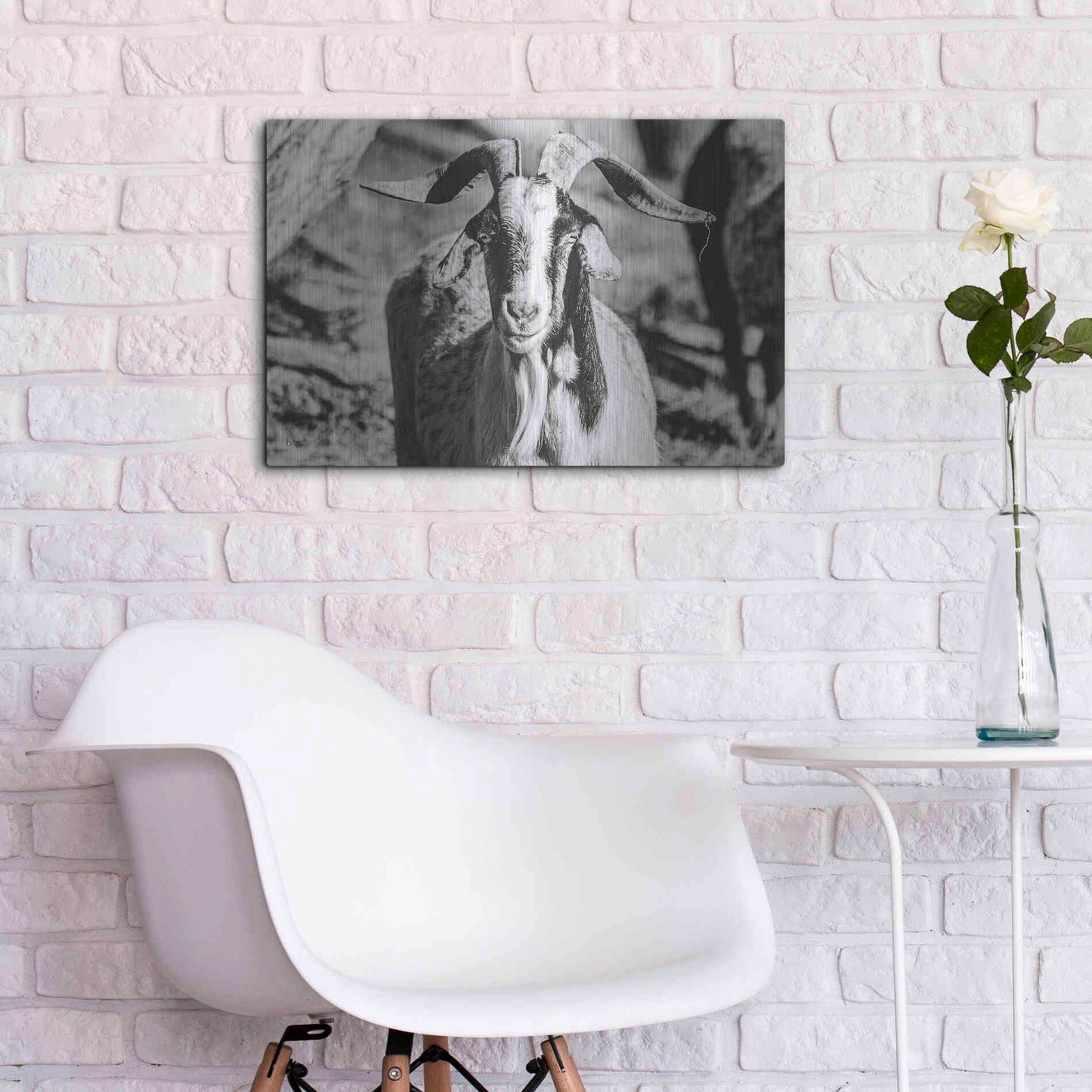 Luxe Metal Art 'Bearded Goat' by Donnie Quillen Metal Wall Art,24x16