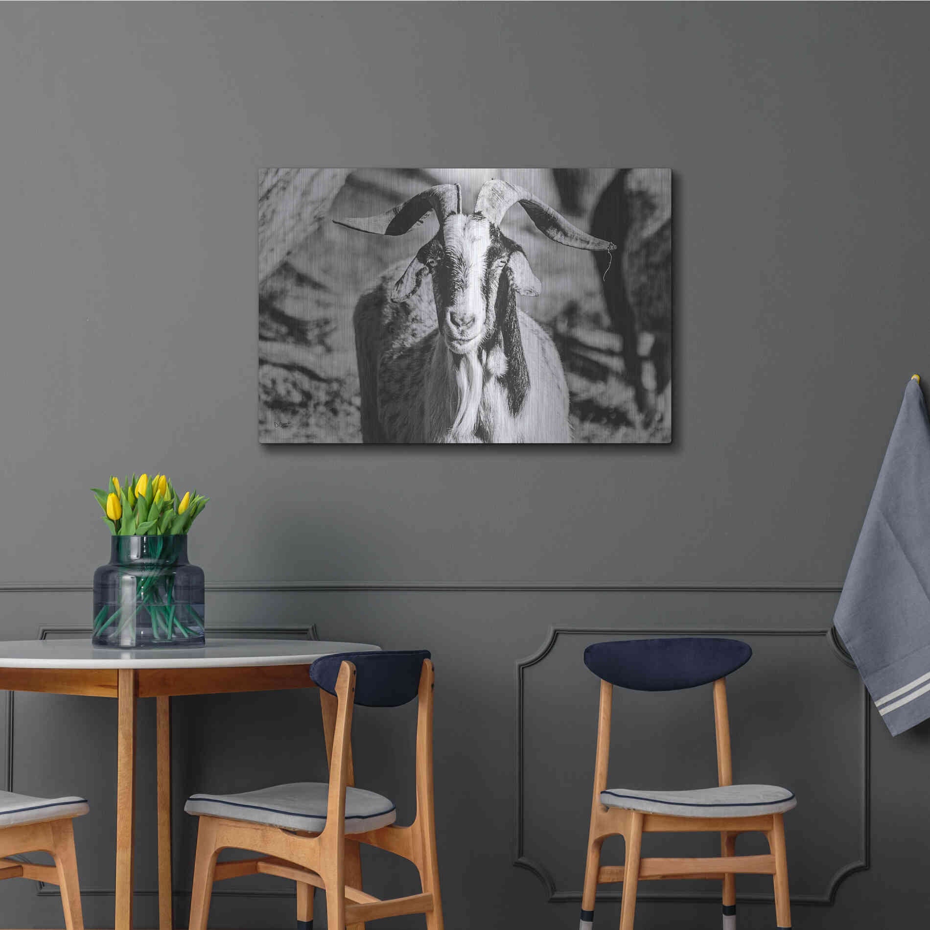 Luxe Metal Art 'Bearded Goat' by Donnie Quillen Metal Wall Art,36x24