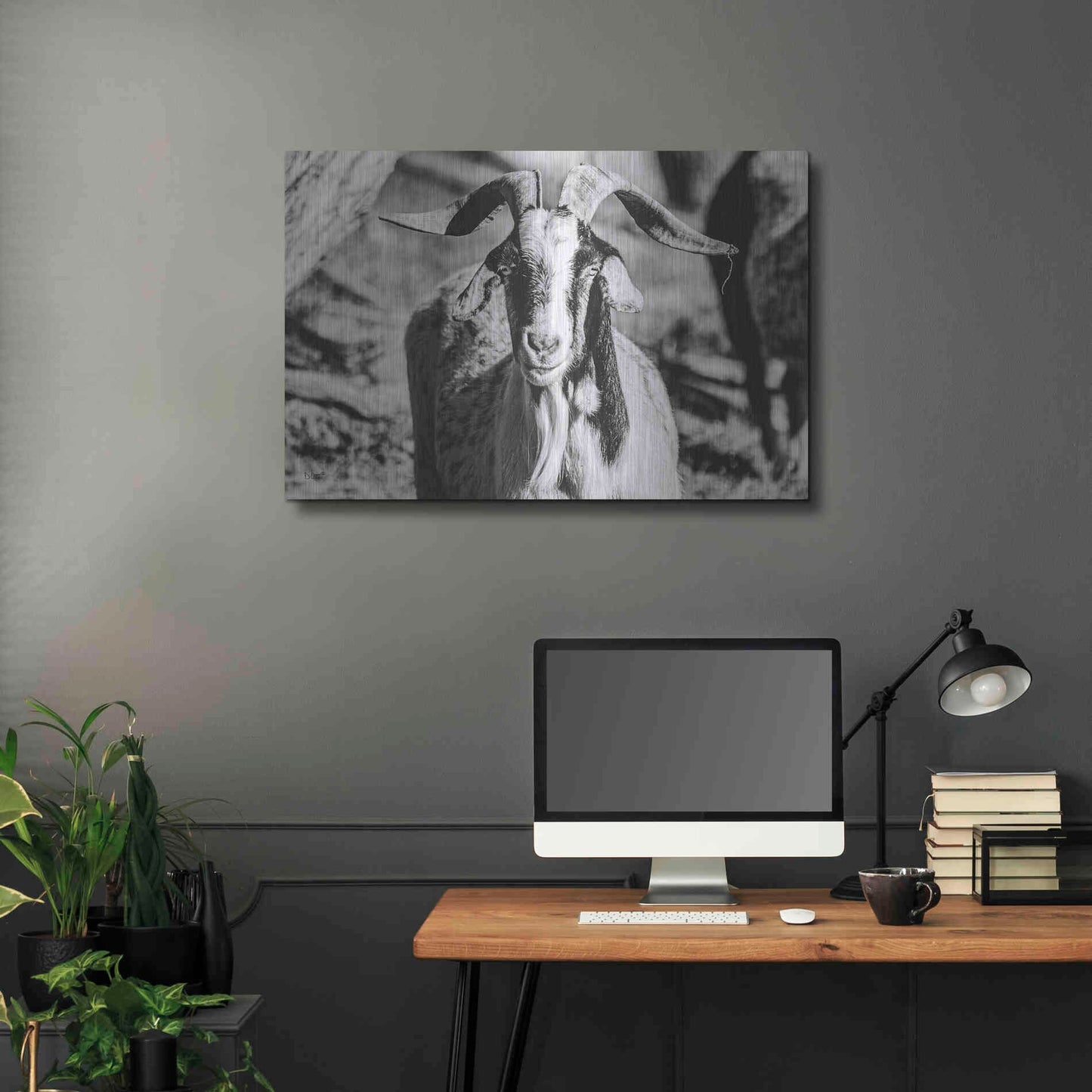 Luxe Metal Art 'Bearded Goat' by Donnie Quillen Metal Wall Art,36x24