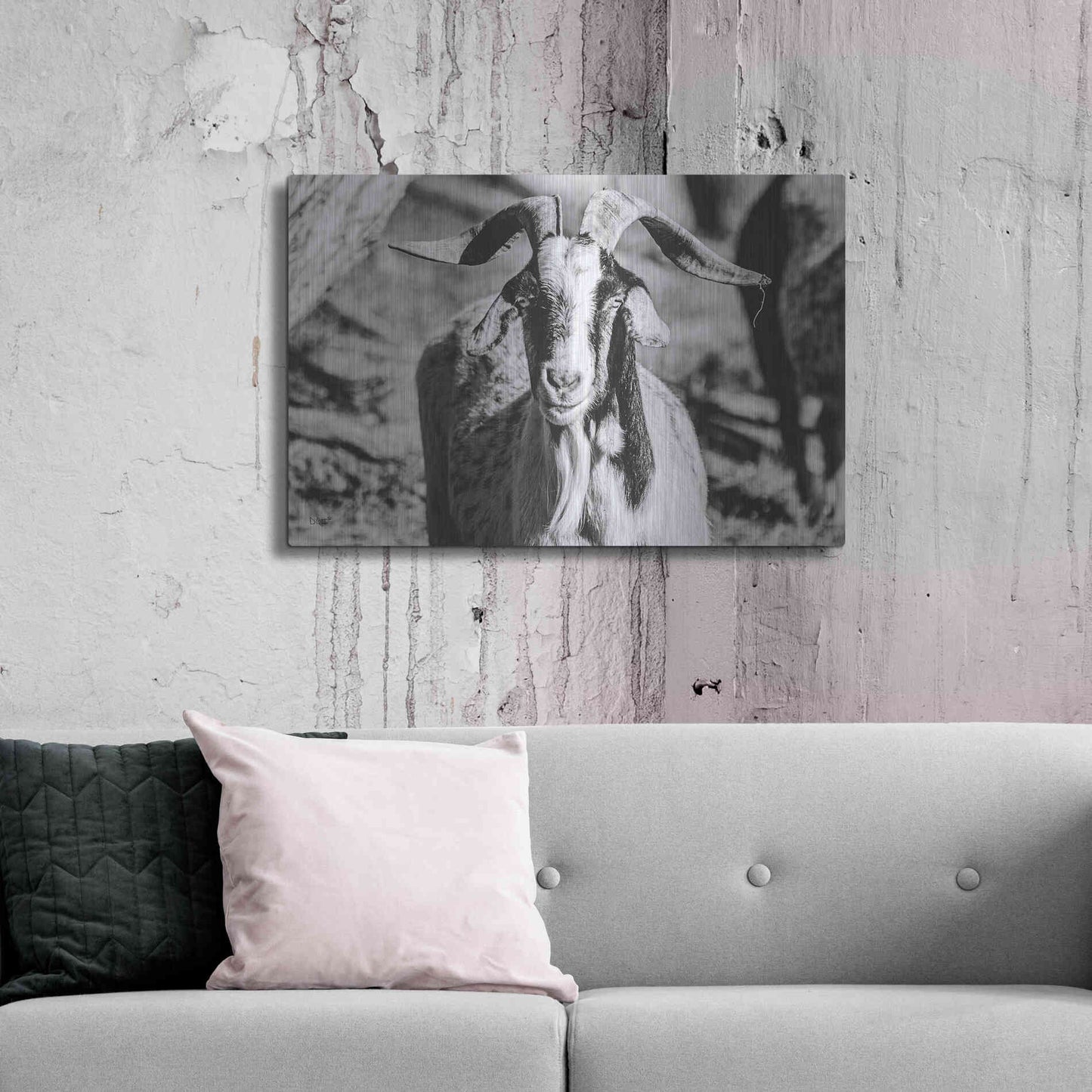 Luxe Metal Art 'Bearded Goat' by Donnie Quillen Metal Wall Art,36x24