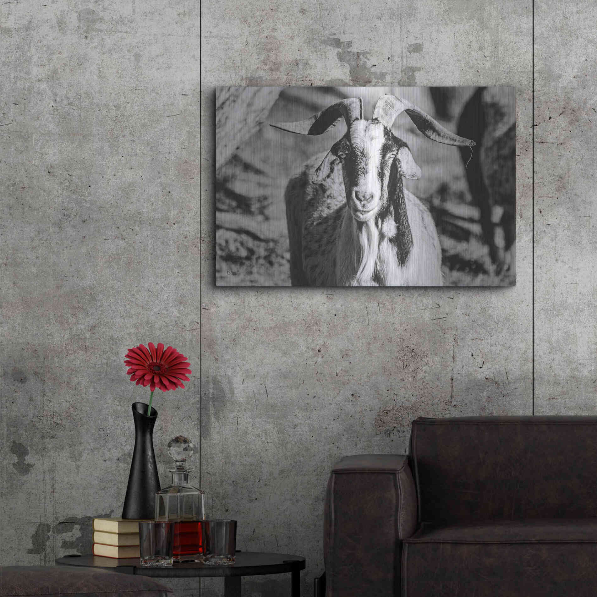 Luxe Metal Art 'Bearded Goat' by Donnie Quillen Metal Wall Art,36x24