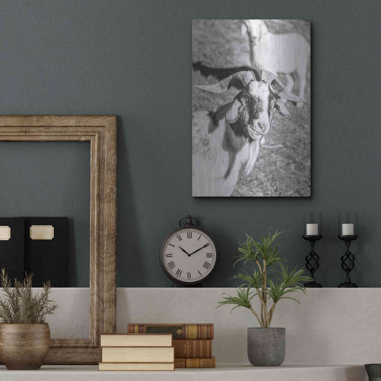 Luxe Metal Art 'Eating Goat' by Donnie Quillen Metal Wall Art,12x16