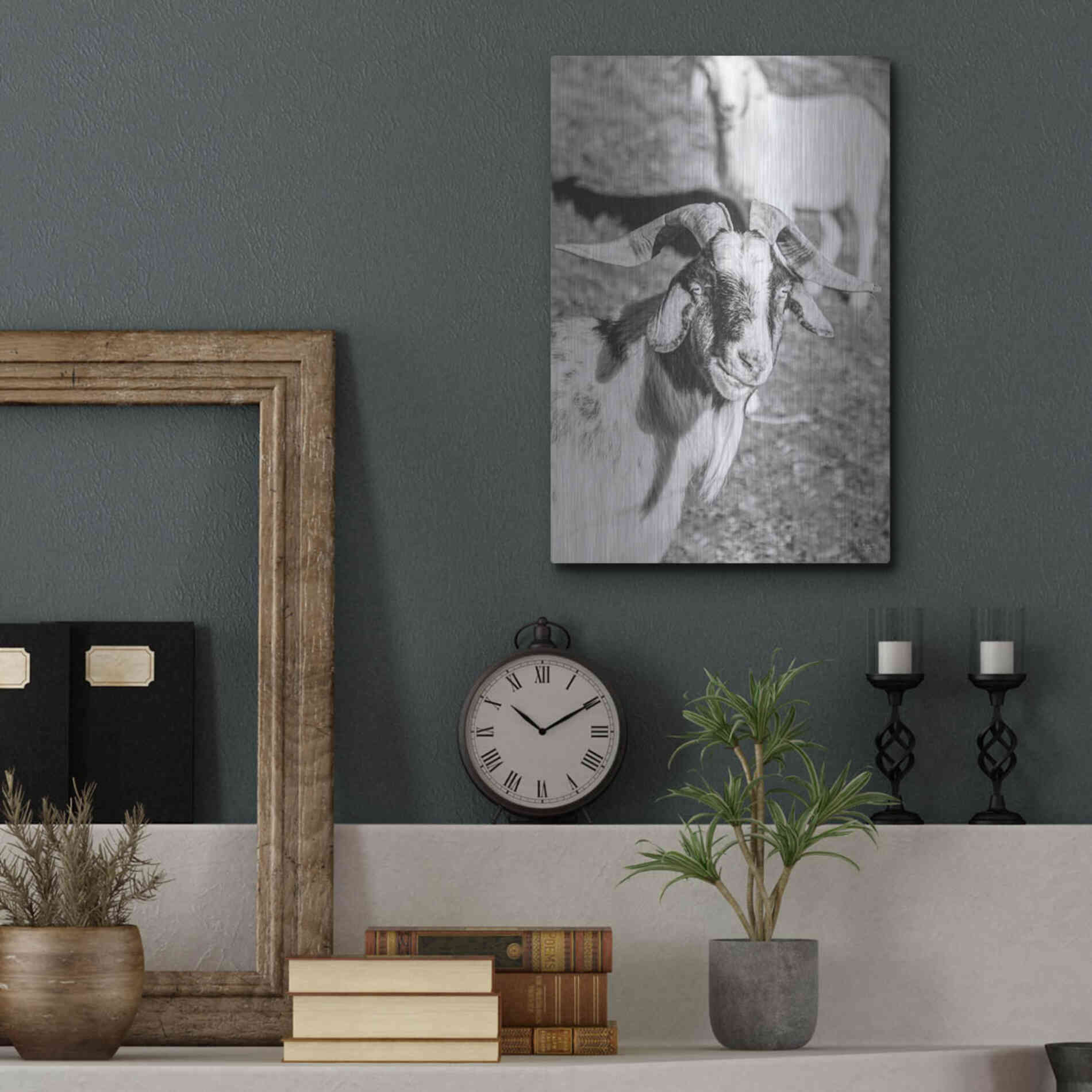 Luxe Metal Art 'Eating Goat' by Donnie Quillen Metal Wall Art,12x16